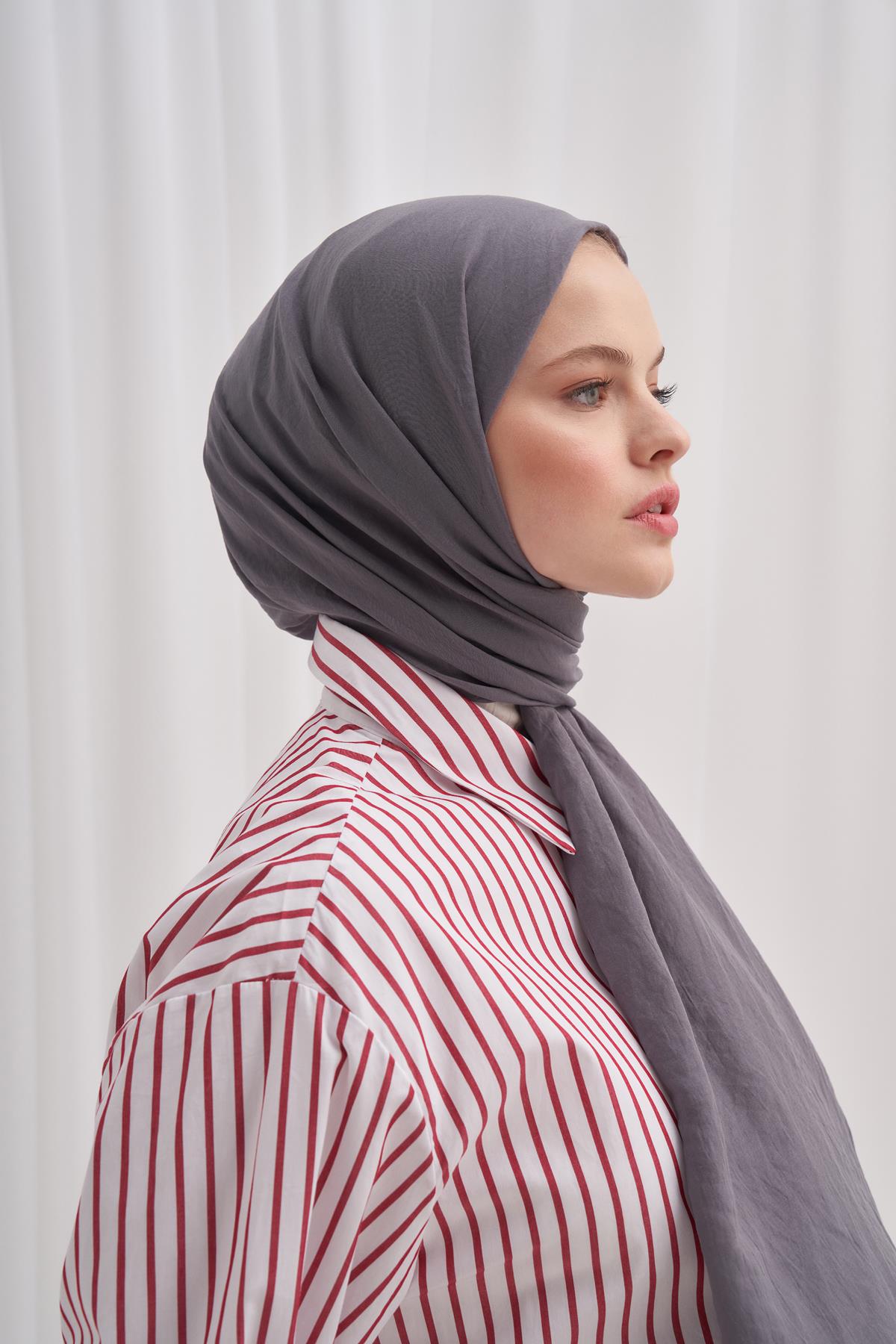 Organik Kırışık Şal Gri