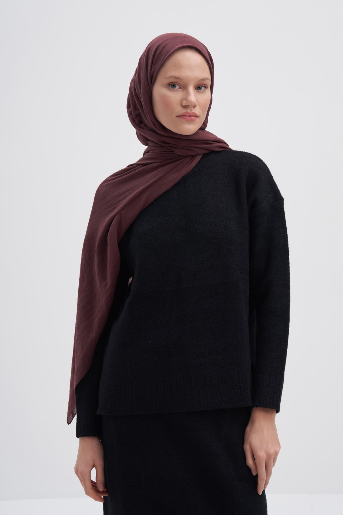 Organik  Kırışık  Şal Kızıl Kahve