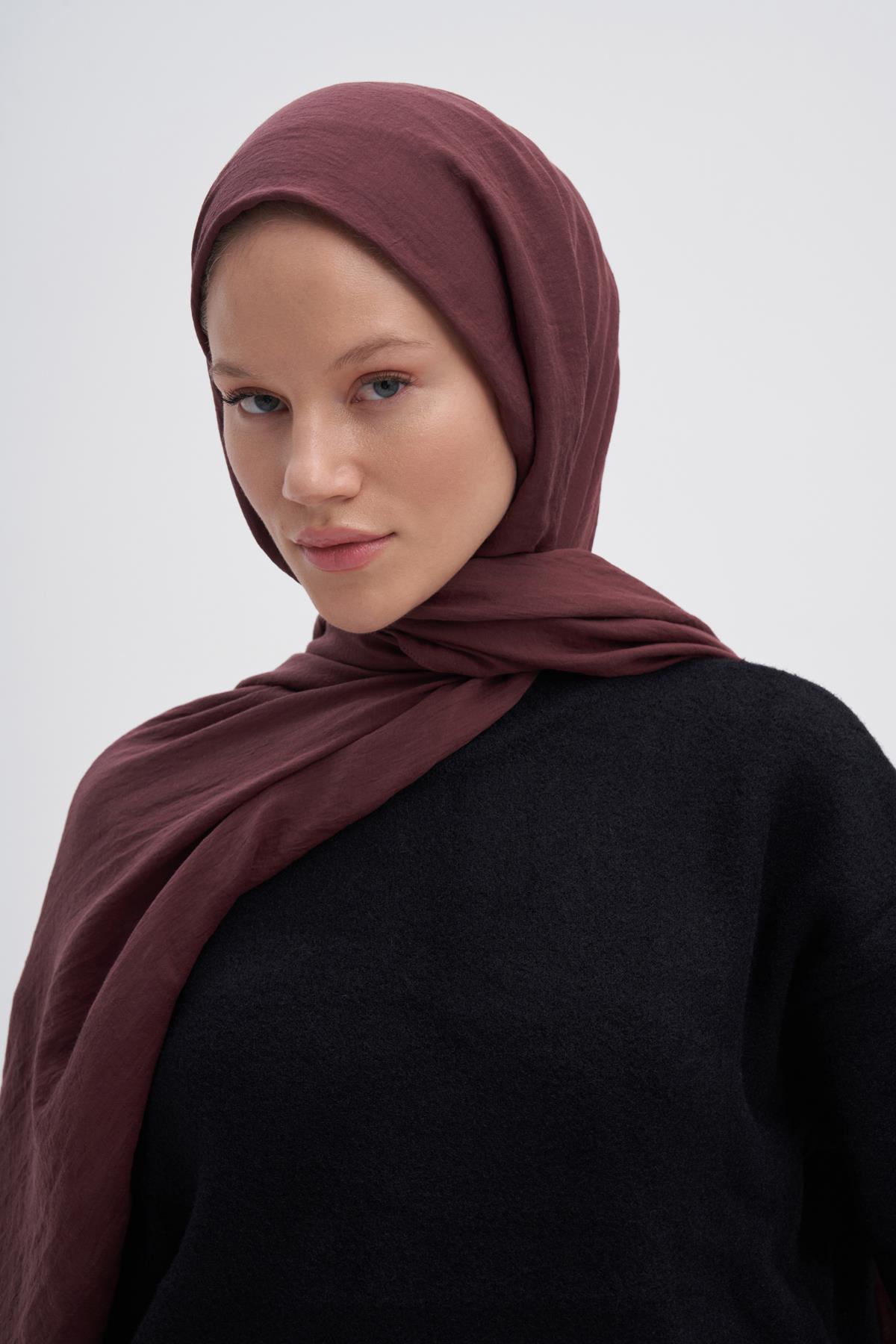 Organik  Kırışık  Şal Kızıl Kahve