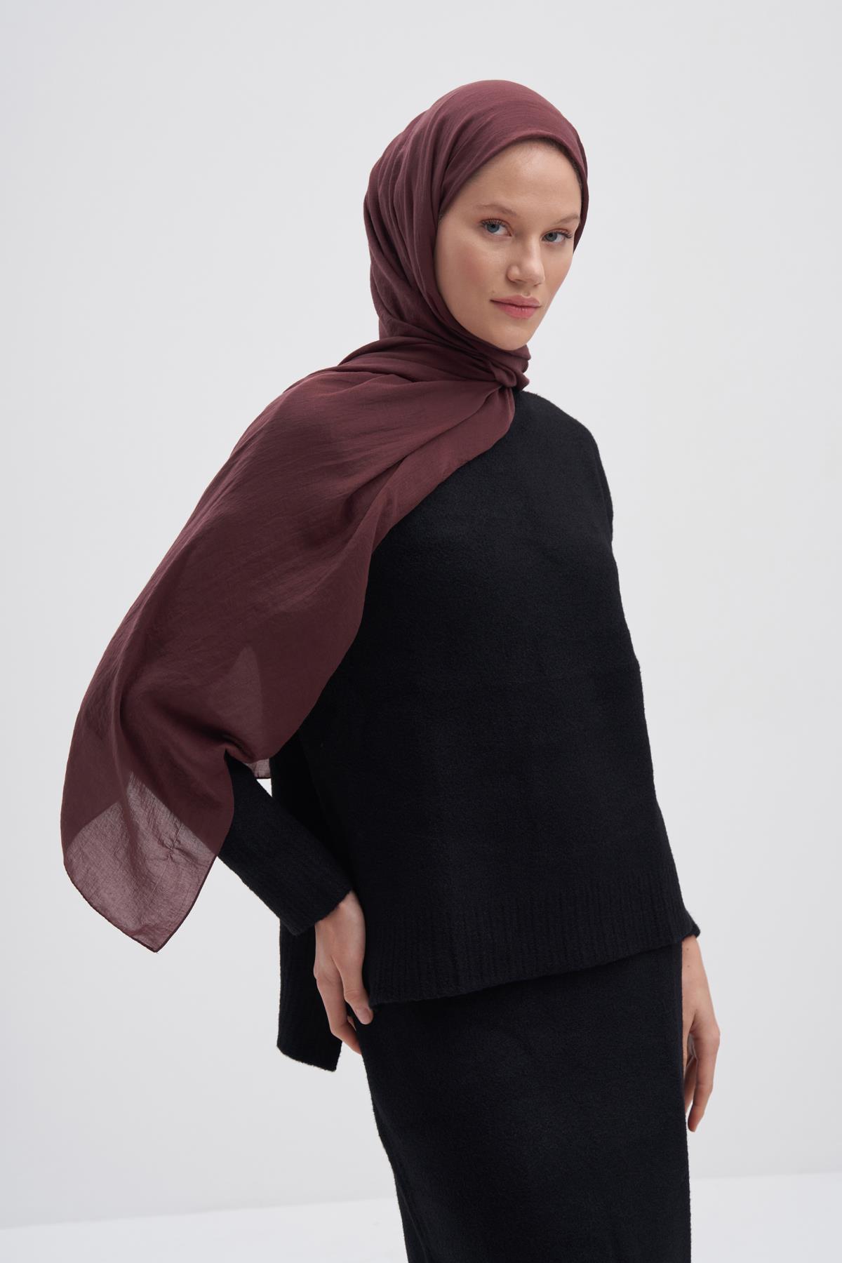 Organik  Kırışık  Şal Kızıl Kahve