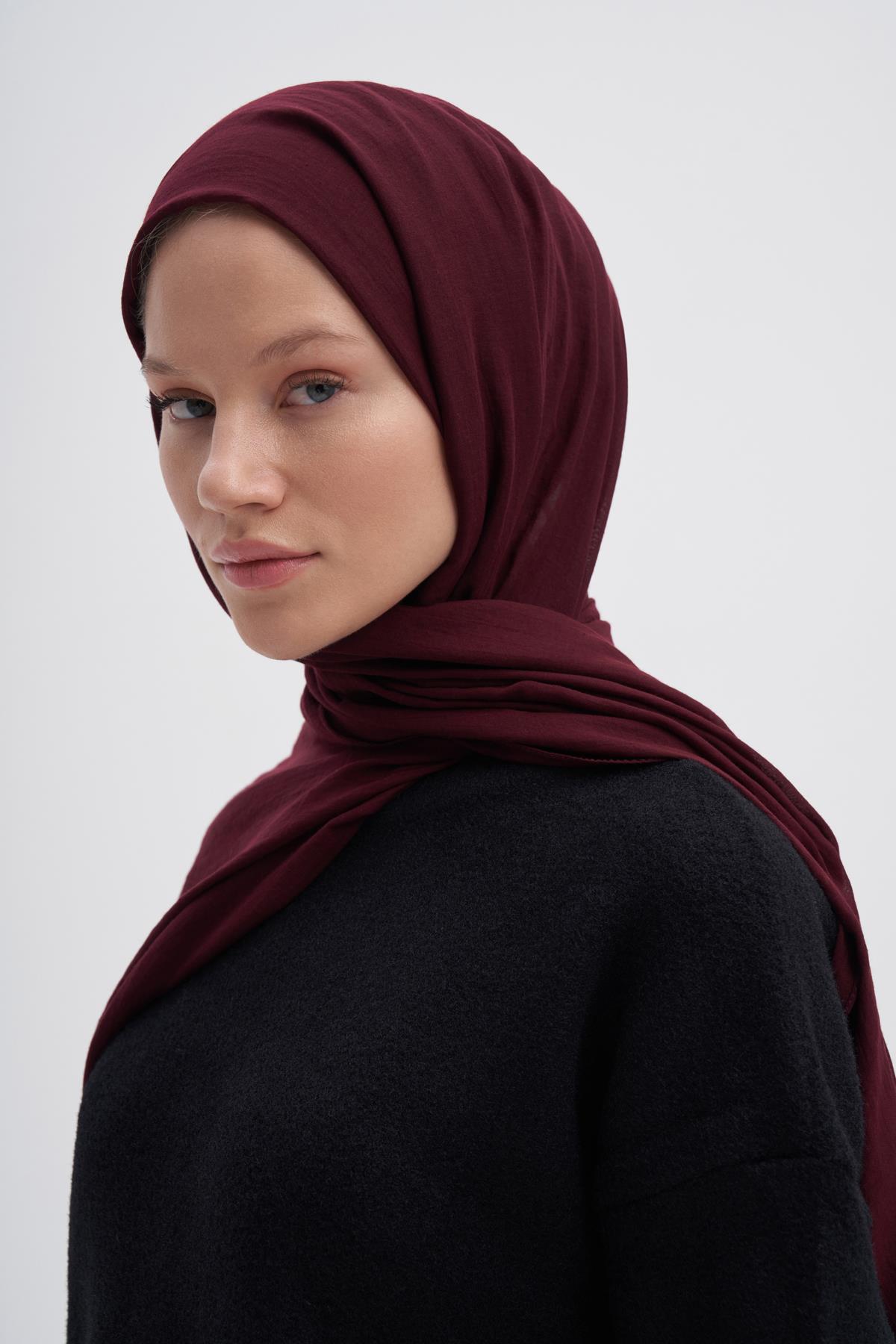 Organik  Kırışık  Şal Koyu Bordo