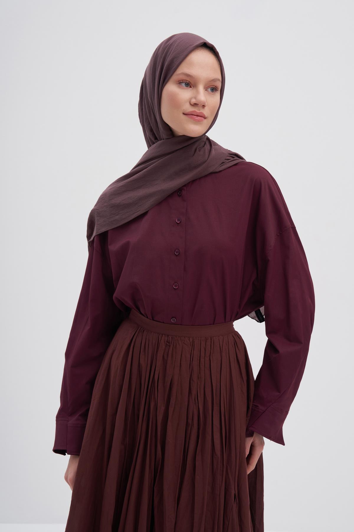 Organik  Kırışık  Şal Koyu Gül Kurusu