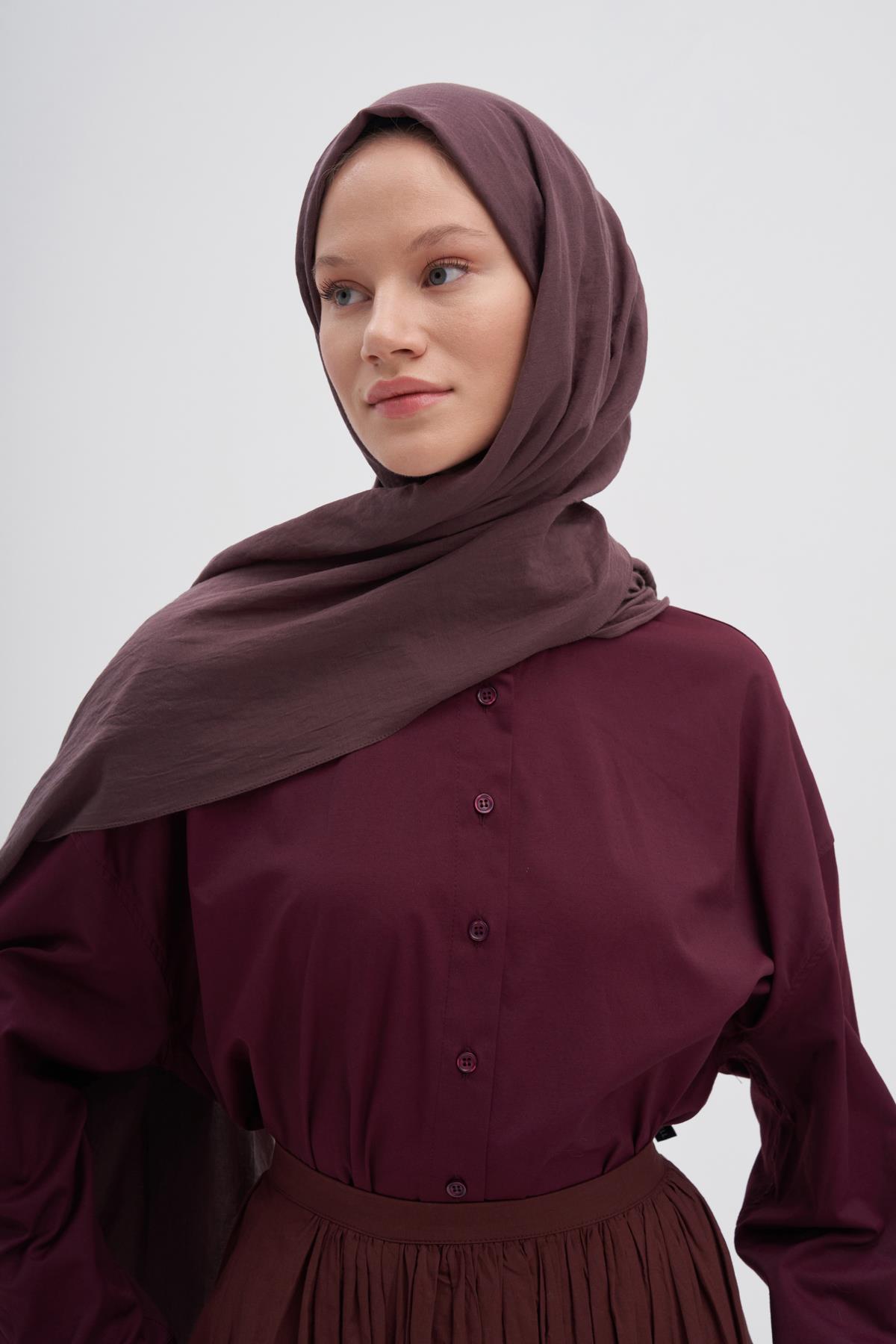 Organik  Kırışık  Şal Koyu Gül Kurusu