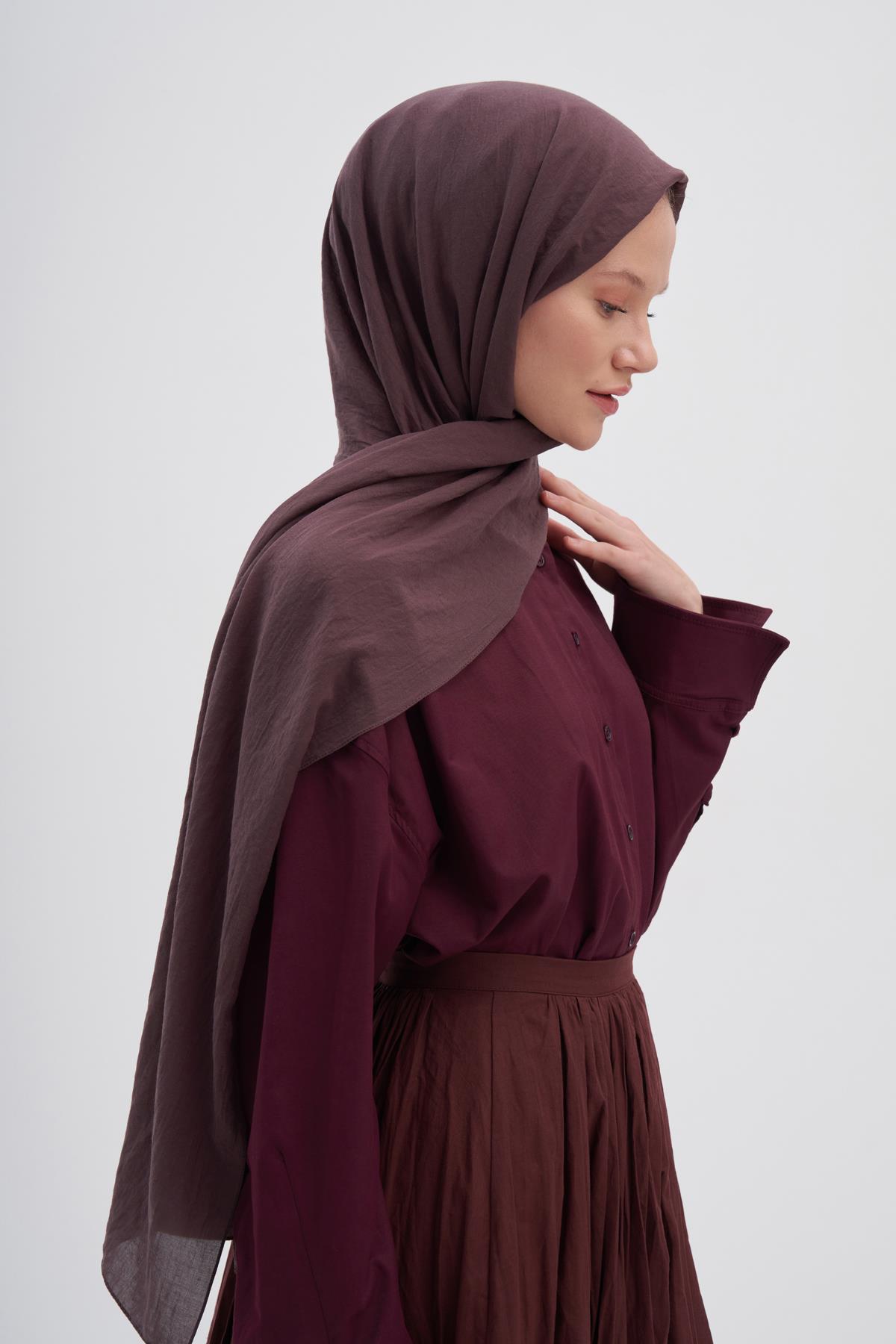 Organik  Kırışık  Şal Koyu Gül Kurusu