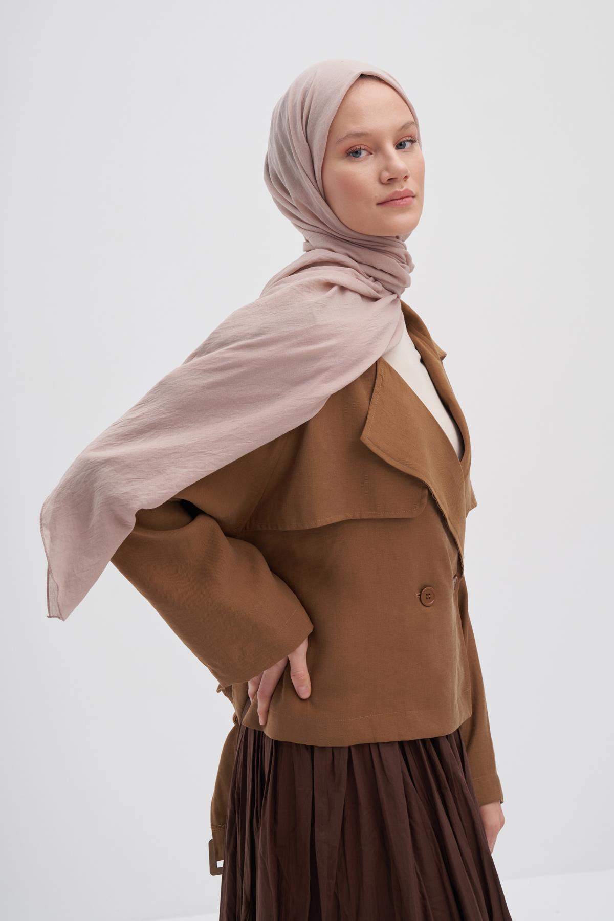 Organik  Kırışık  Şal Krem