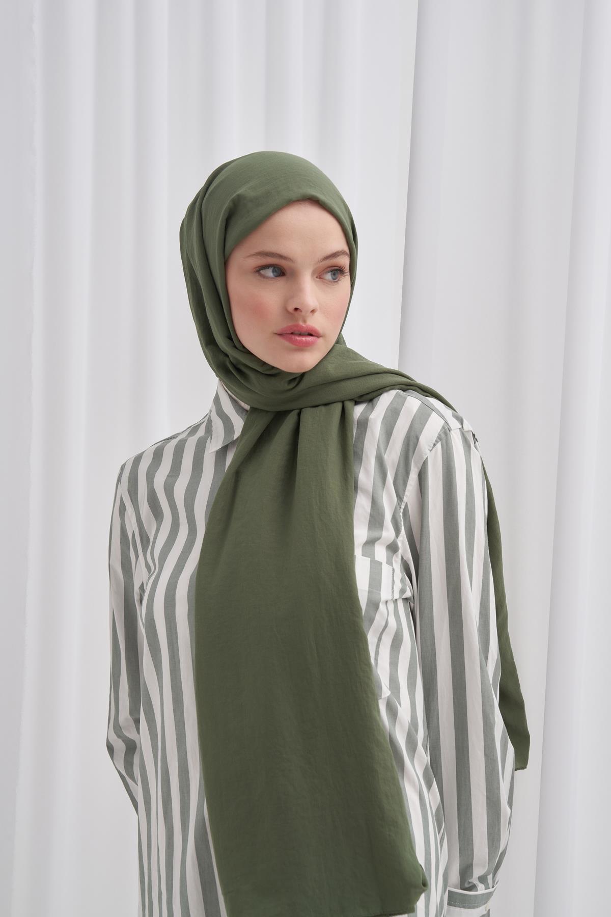 Organik  Kırışık  Şal Orman Yeşili