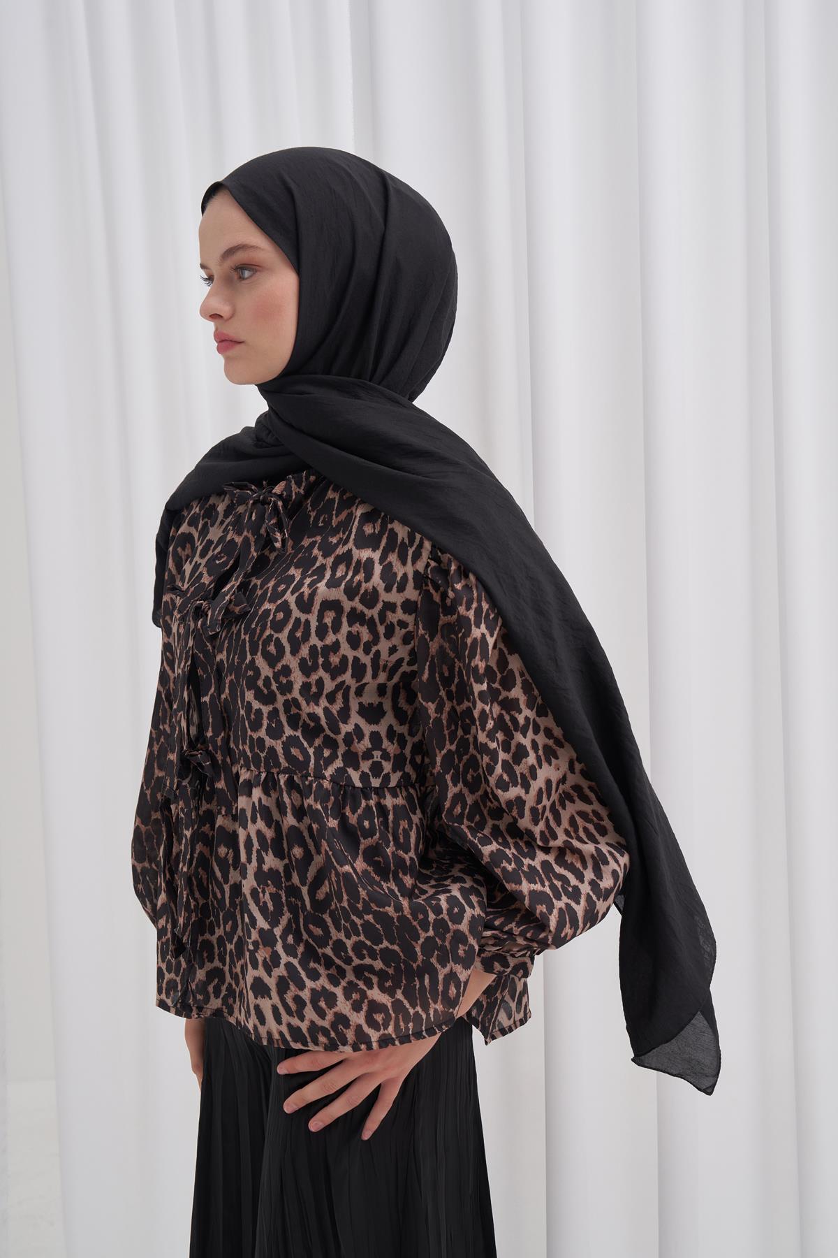 Organik  Kırışık  Şal Siyah