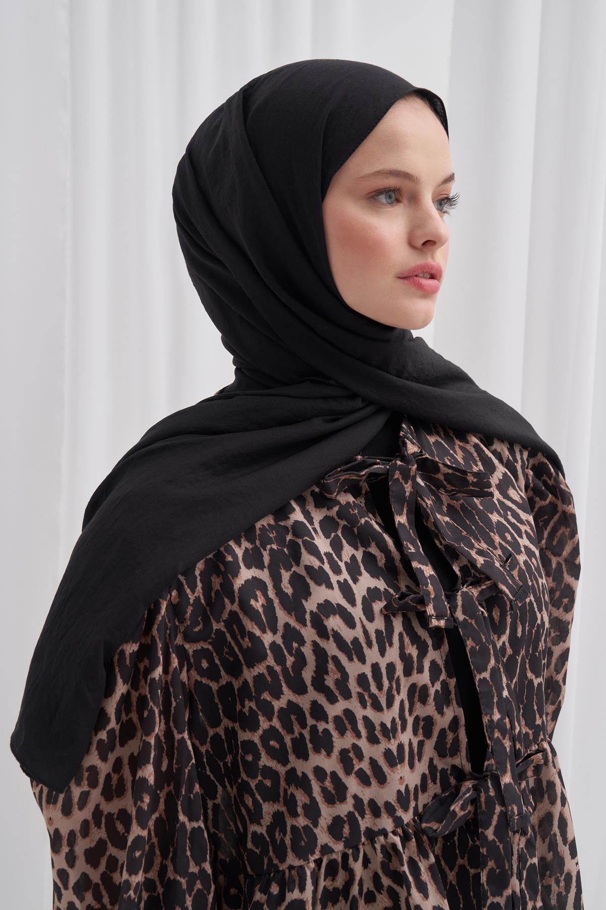 Organik  Kırışık  Şal Siyah