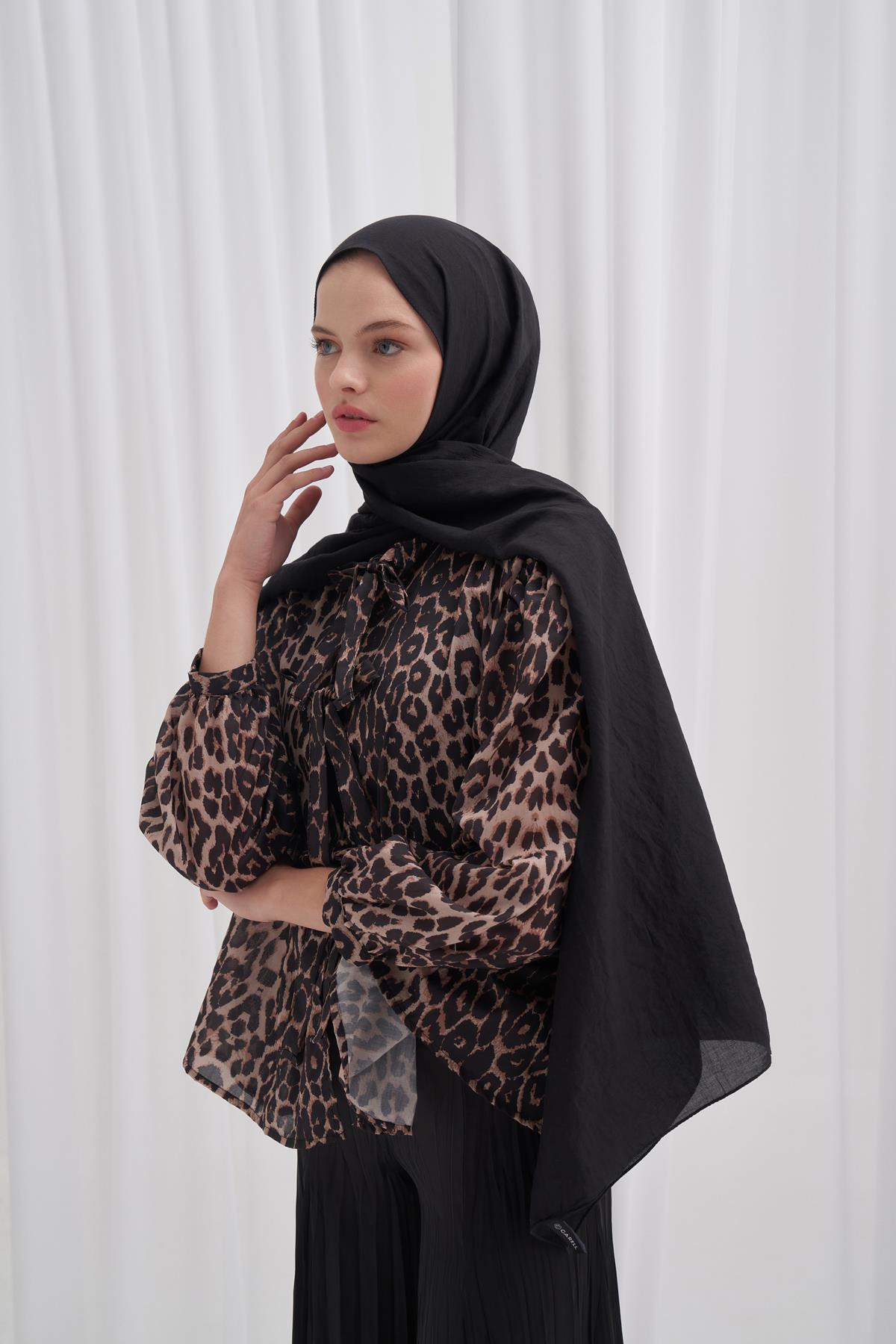 Organik  Kırışık  Şal Siyah