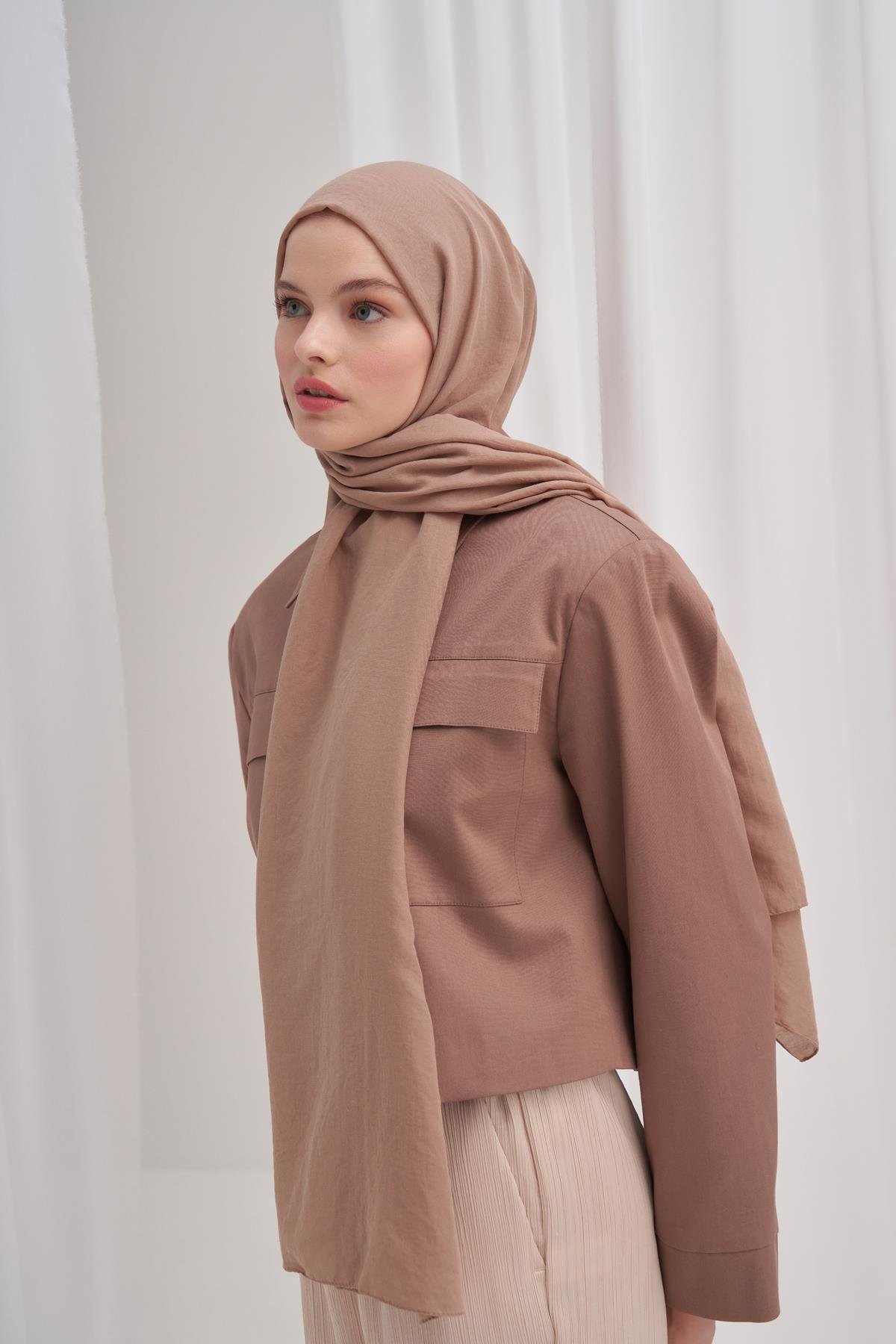 Organik  Kırışık Şal Vizon