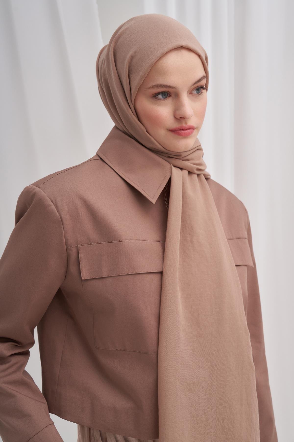 Organik  Kırışık Şal Vizon