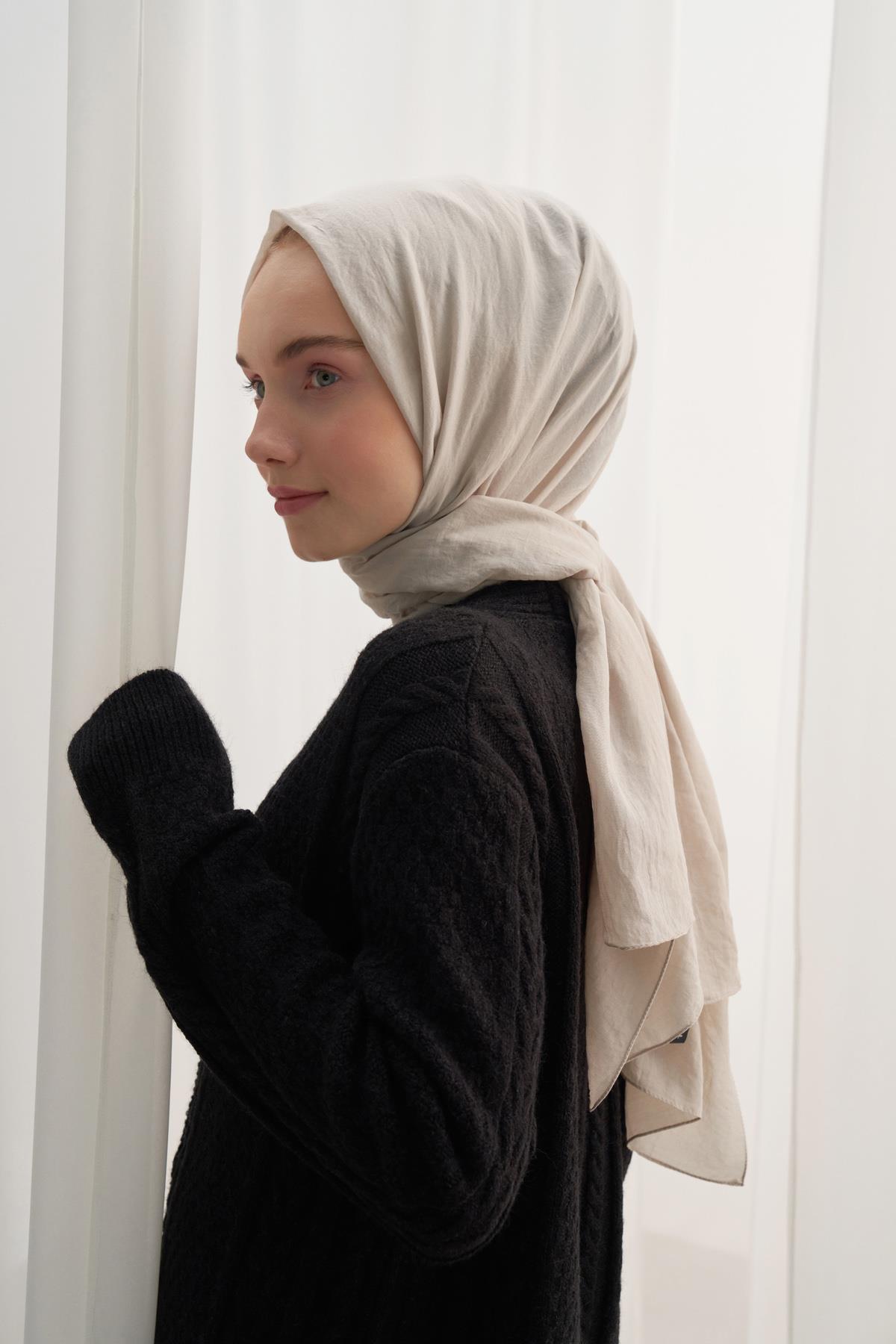 Organik Kırışık Şal Bej