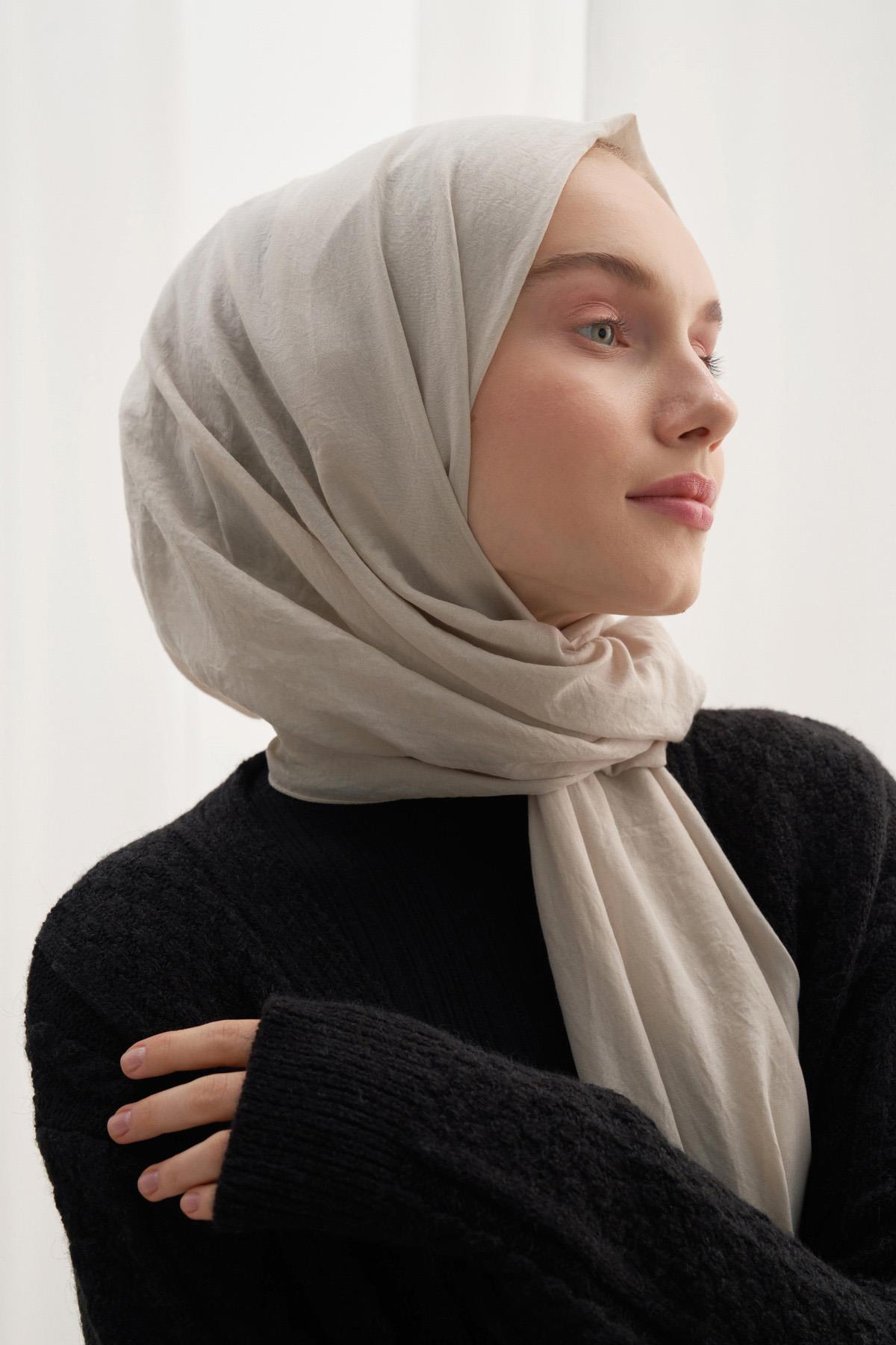 Organik Kırışık Şal Bej