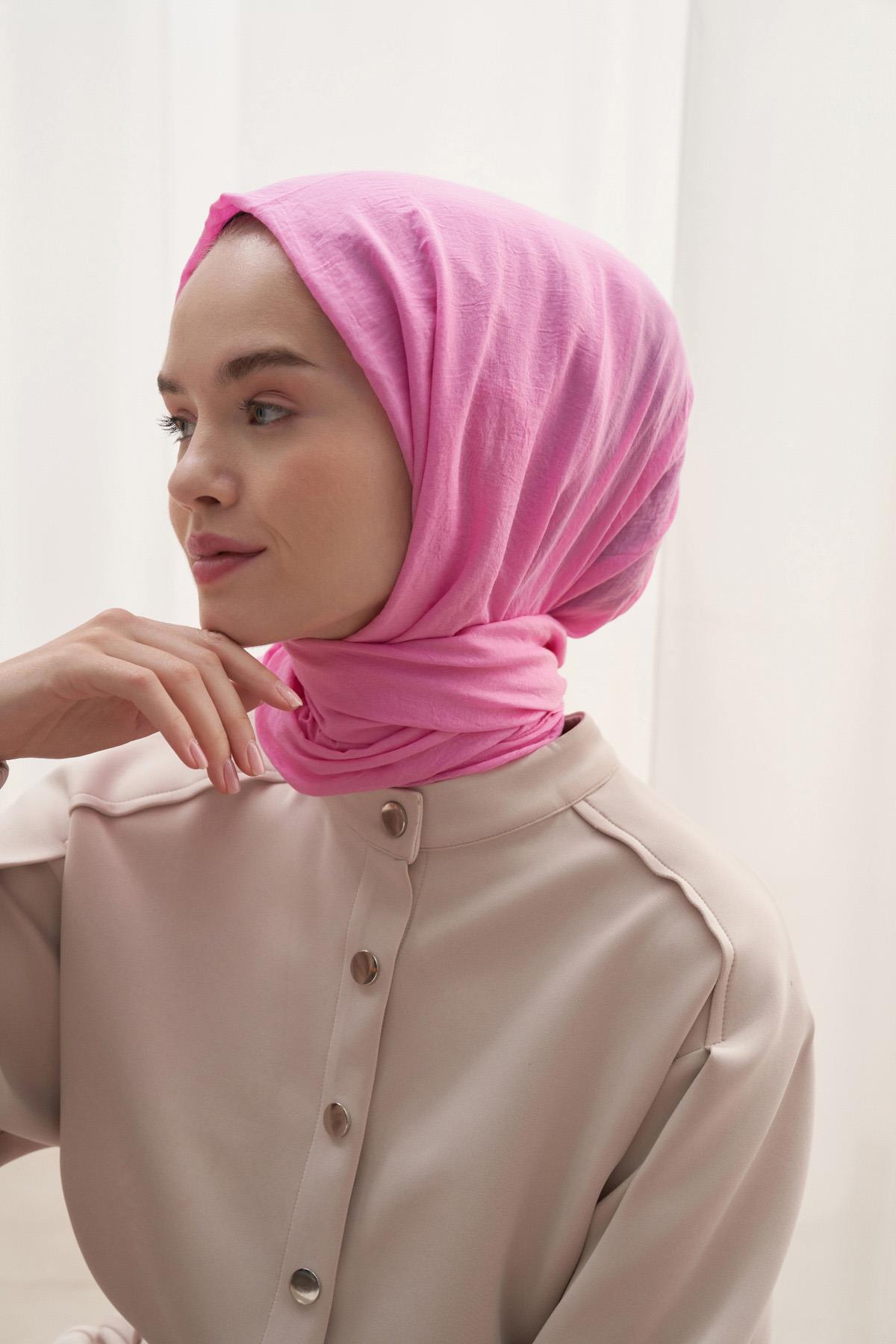 Organik Kırışık  Şal Pembe