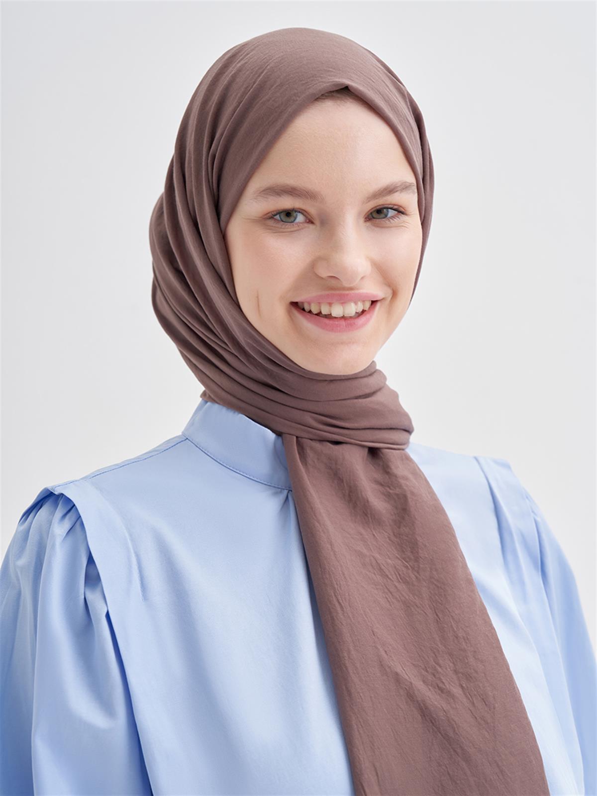 Organik Kırışık  Şal Soft Kahve