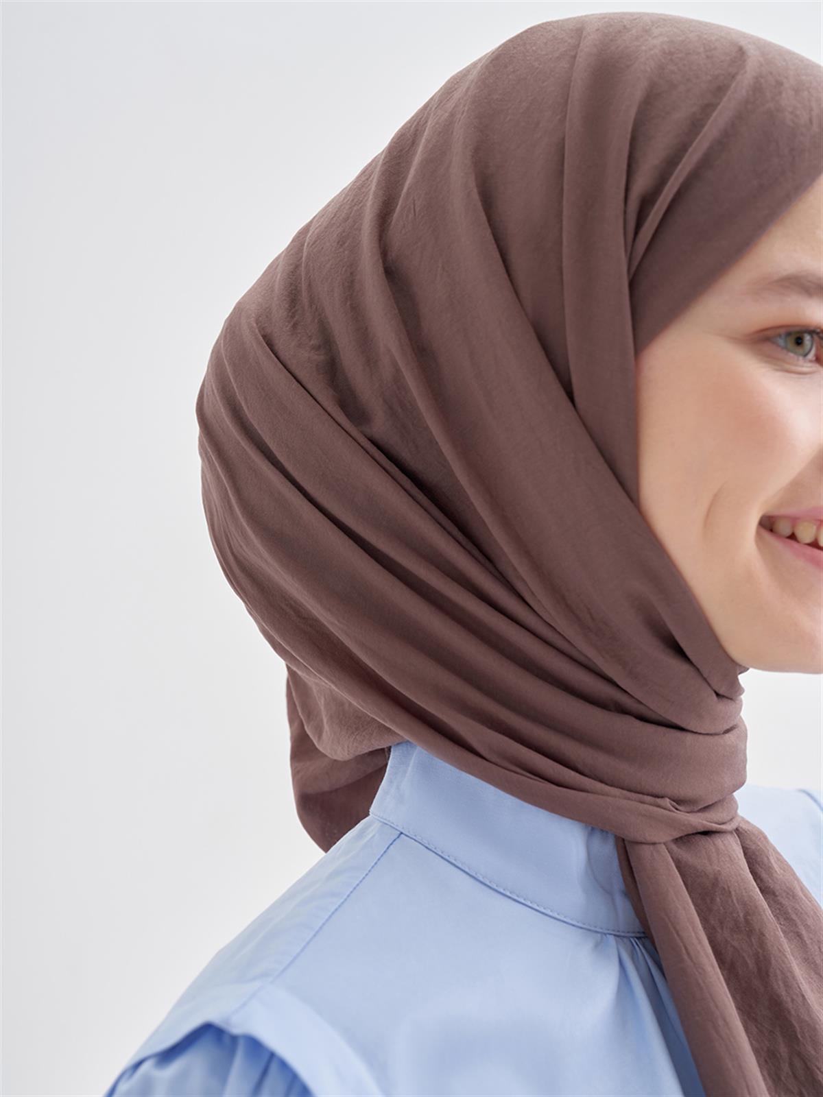 Organik Kırışık  Şal Soft Kahve