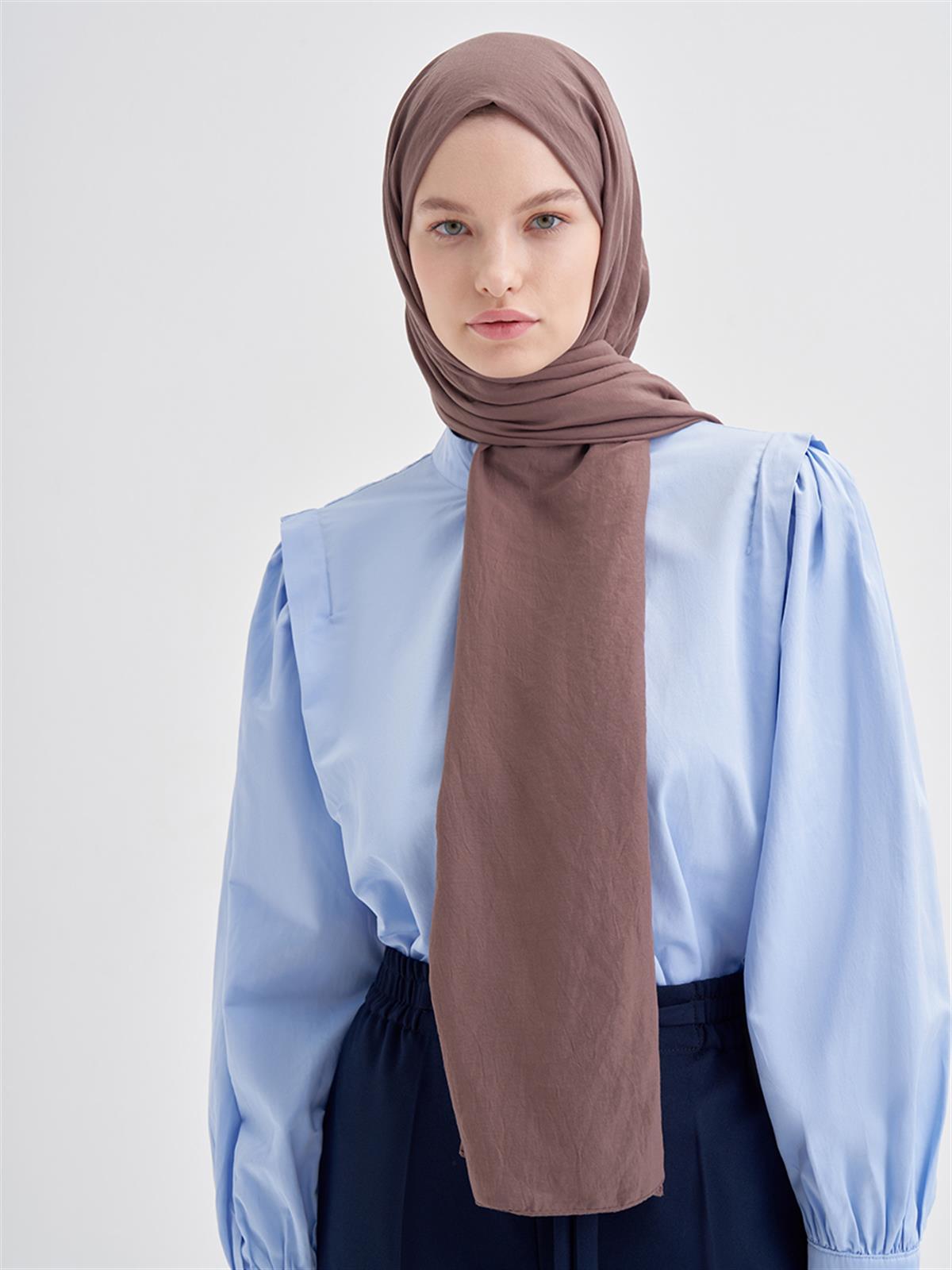 Organik Kırışık  Şal Soft Kahve