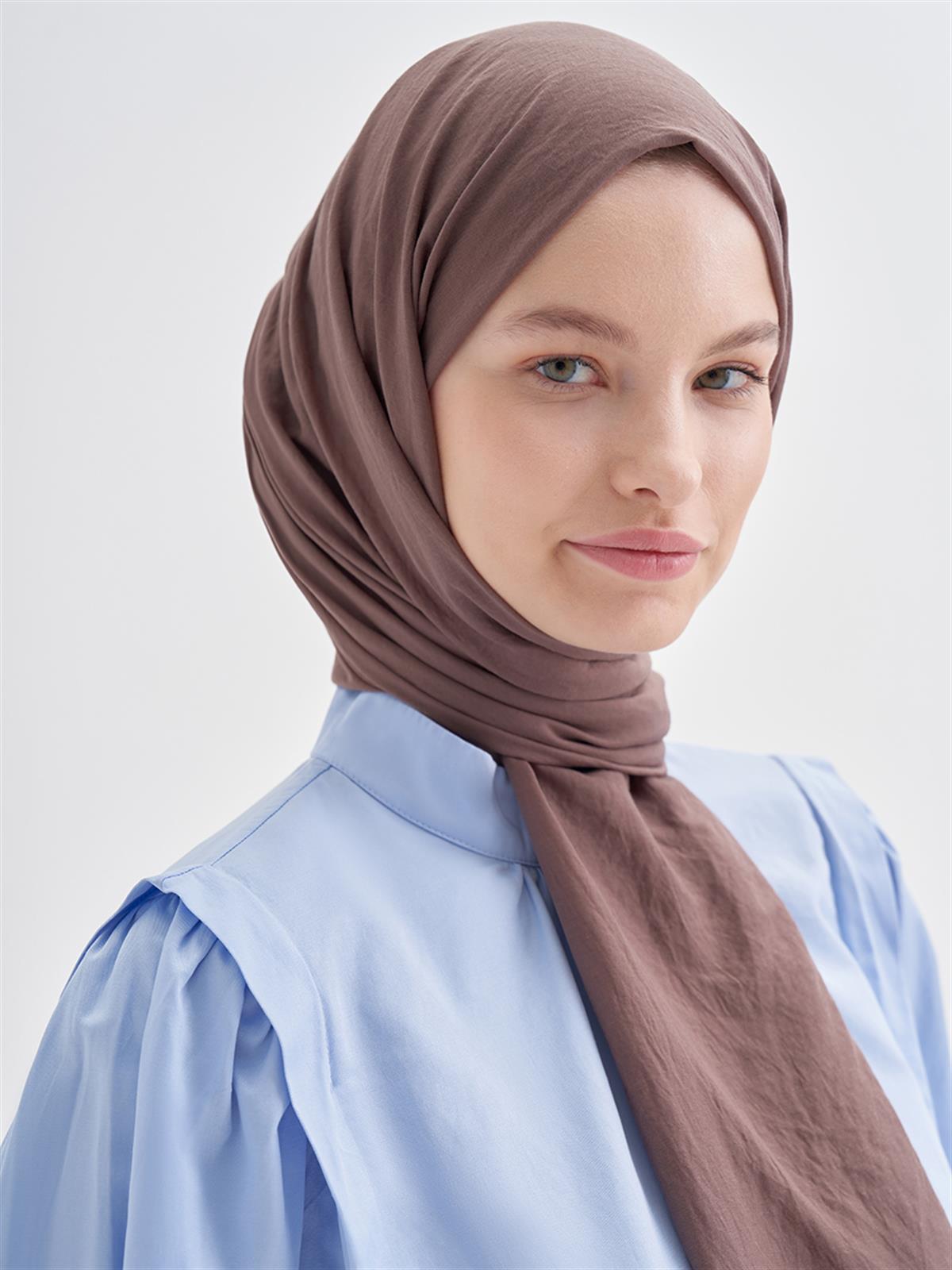 Organik Kırışık  Şal Soft Kahve