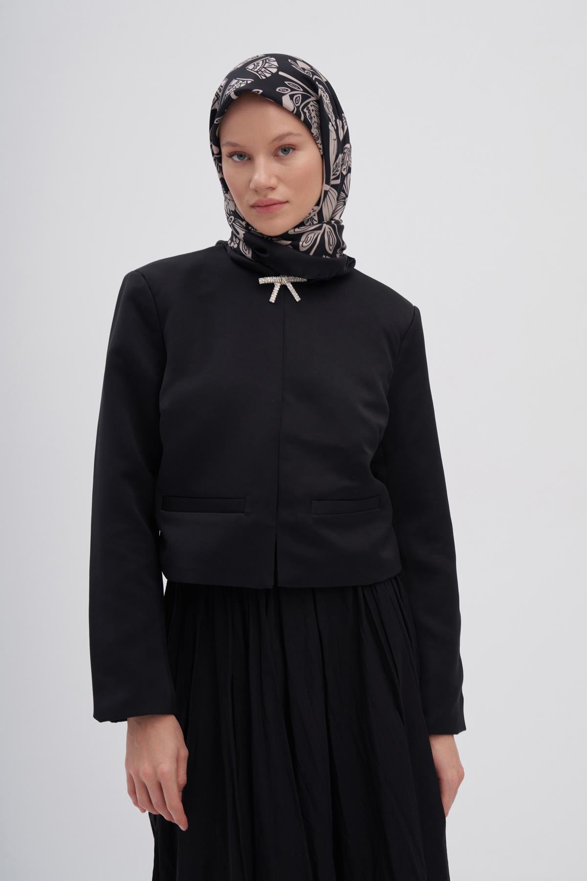 Rose Siyah Mulbary İpek Eşarp