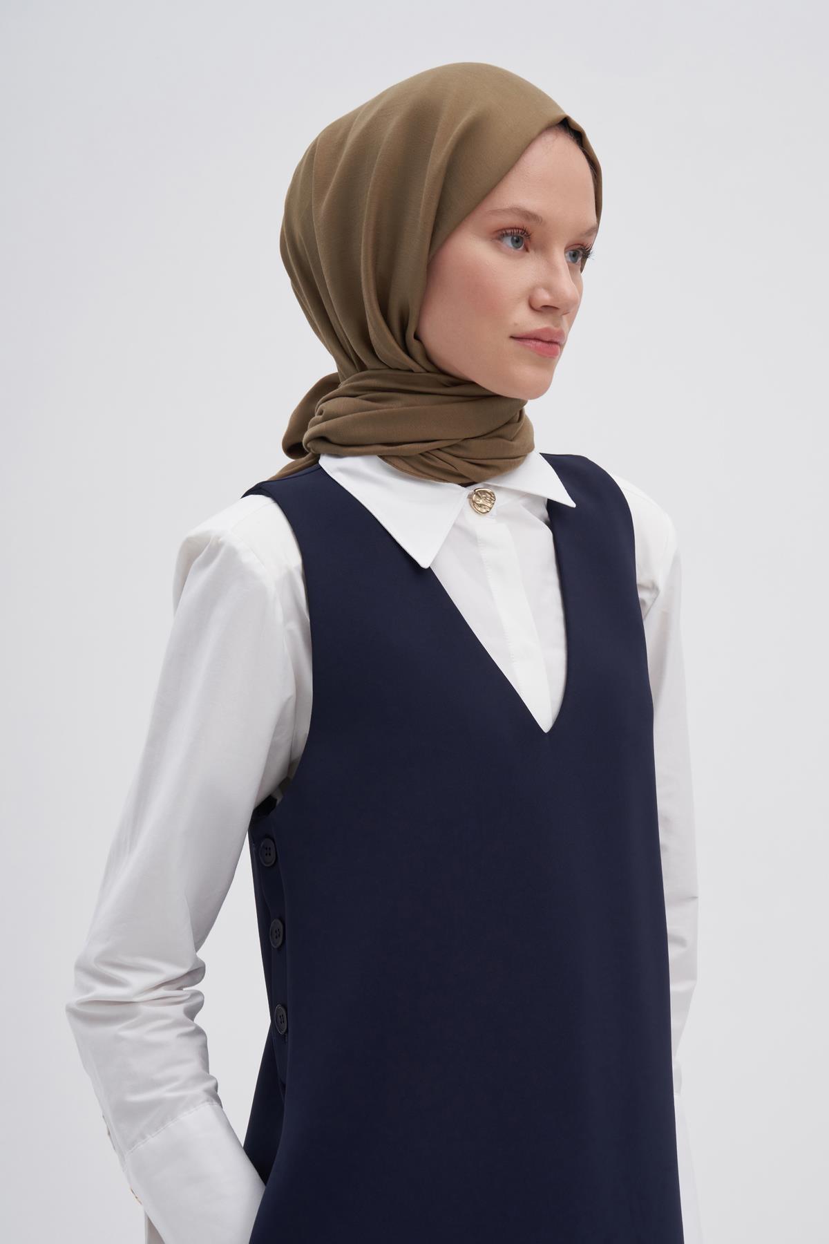 Şantuk Çift Taraflı İpekli Şal Ceviz