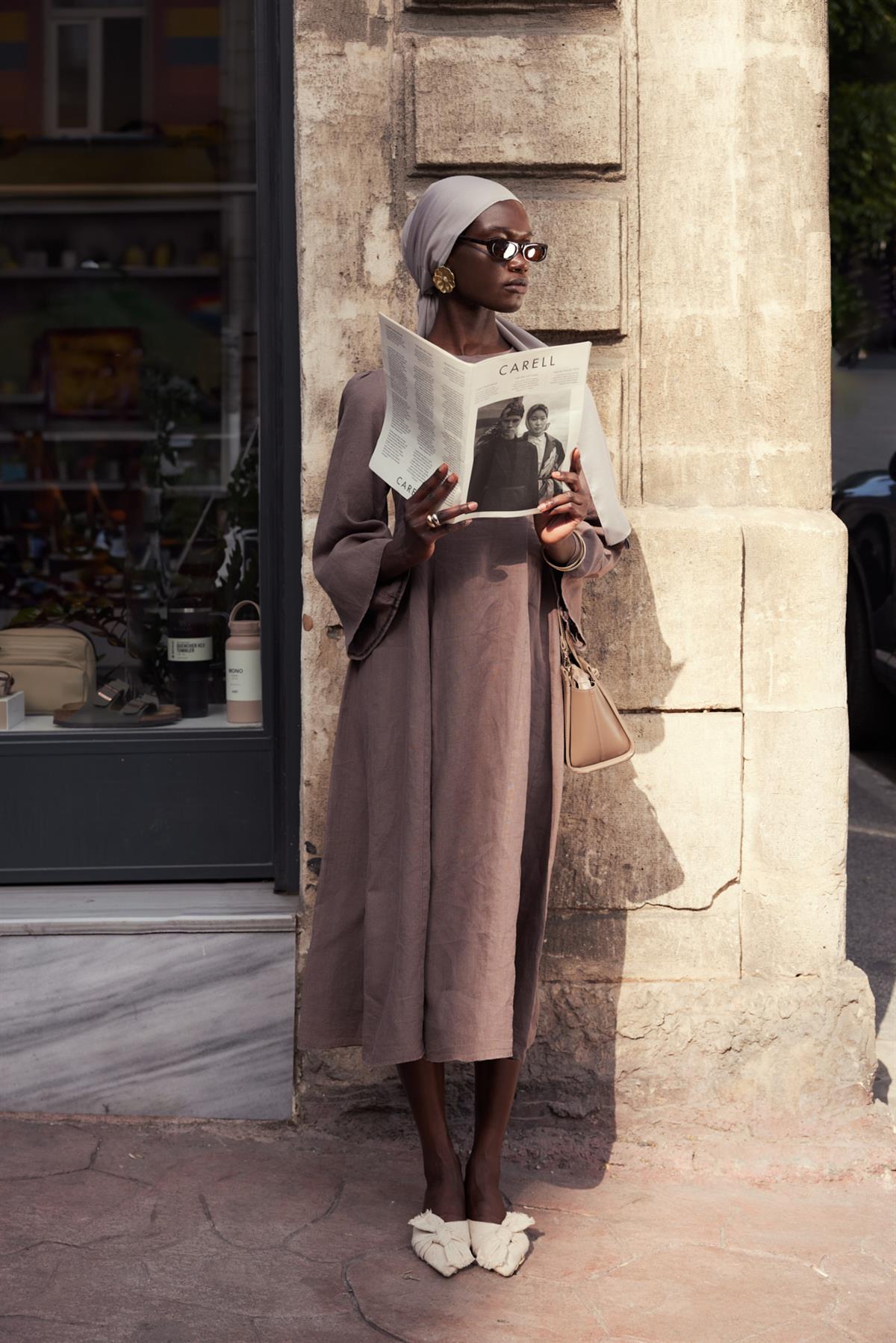 Şantuk Çift Taraflı İpekli Şal Füme