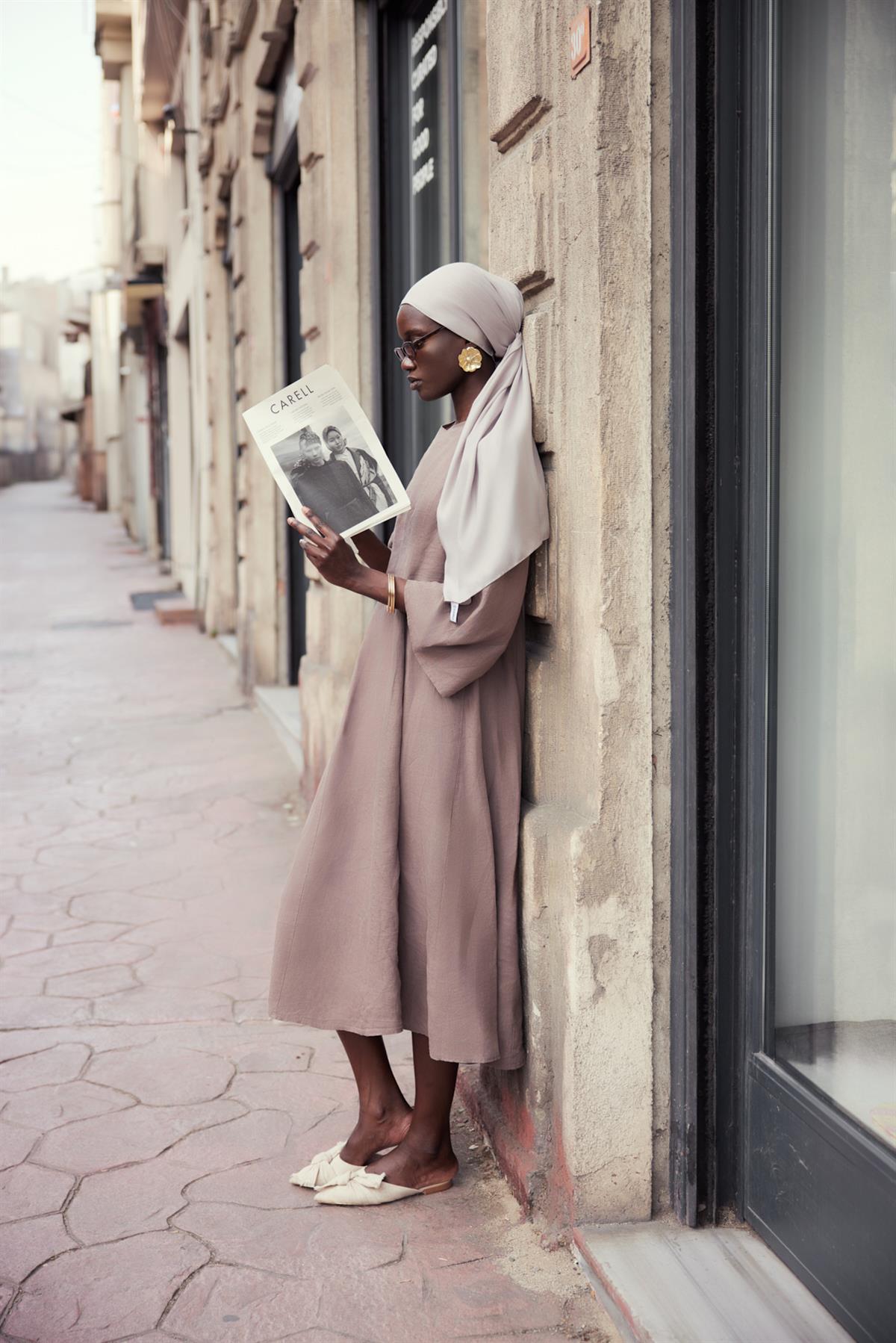 Şantuk Çift Taraflı İpekli Şal Füme