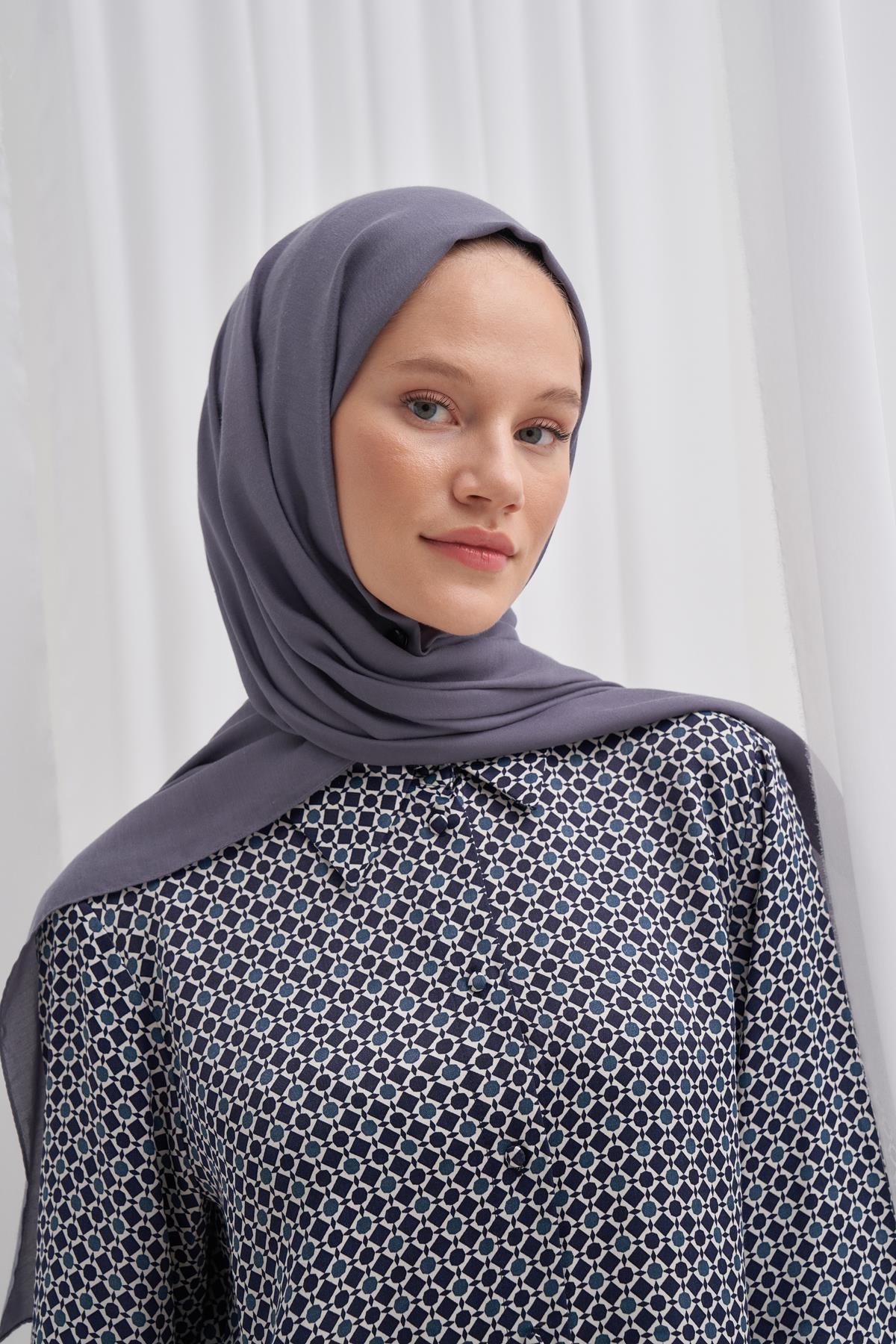 Şantuk Çift Taraflı  İpekli Şal Gri