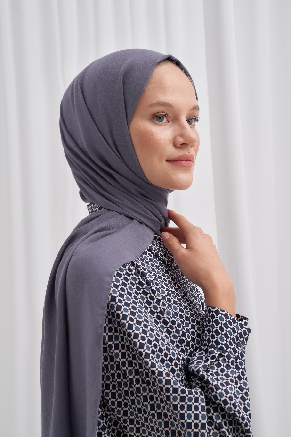 Şantuk Çift Taraflı  İpekli Şal Gri