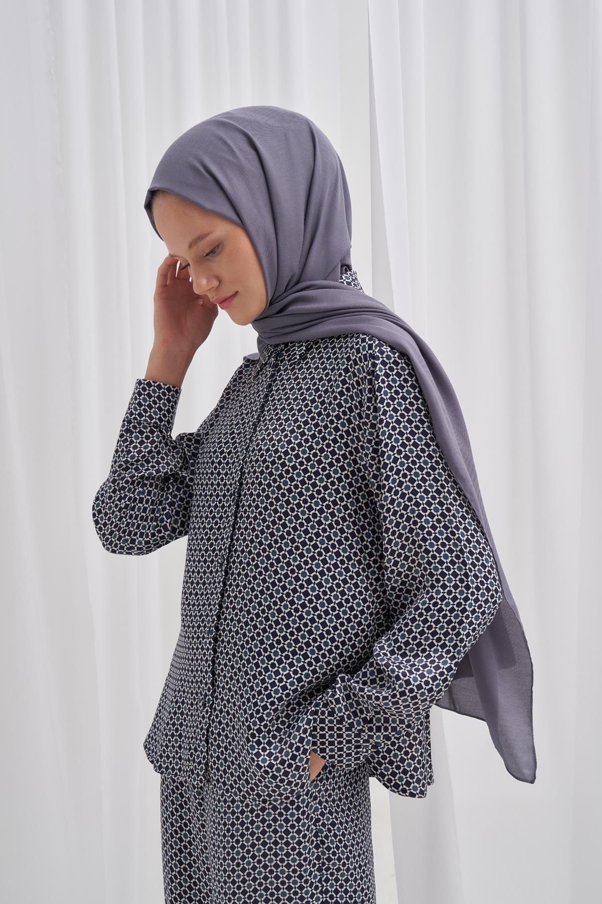 Şantuk Çift Taraflı  İpekli Şal Gri