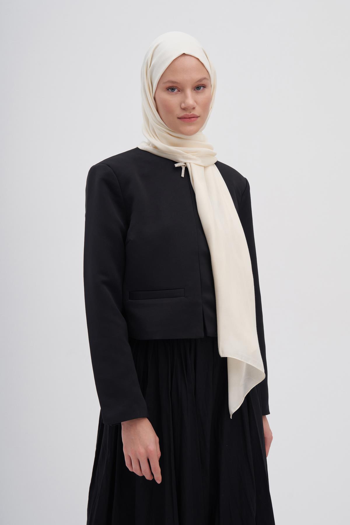 Şantuk Çift Taraflı İpekli Şal İnci