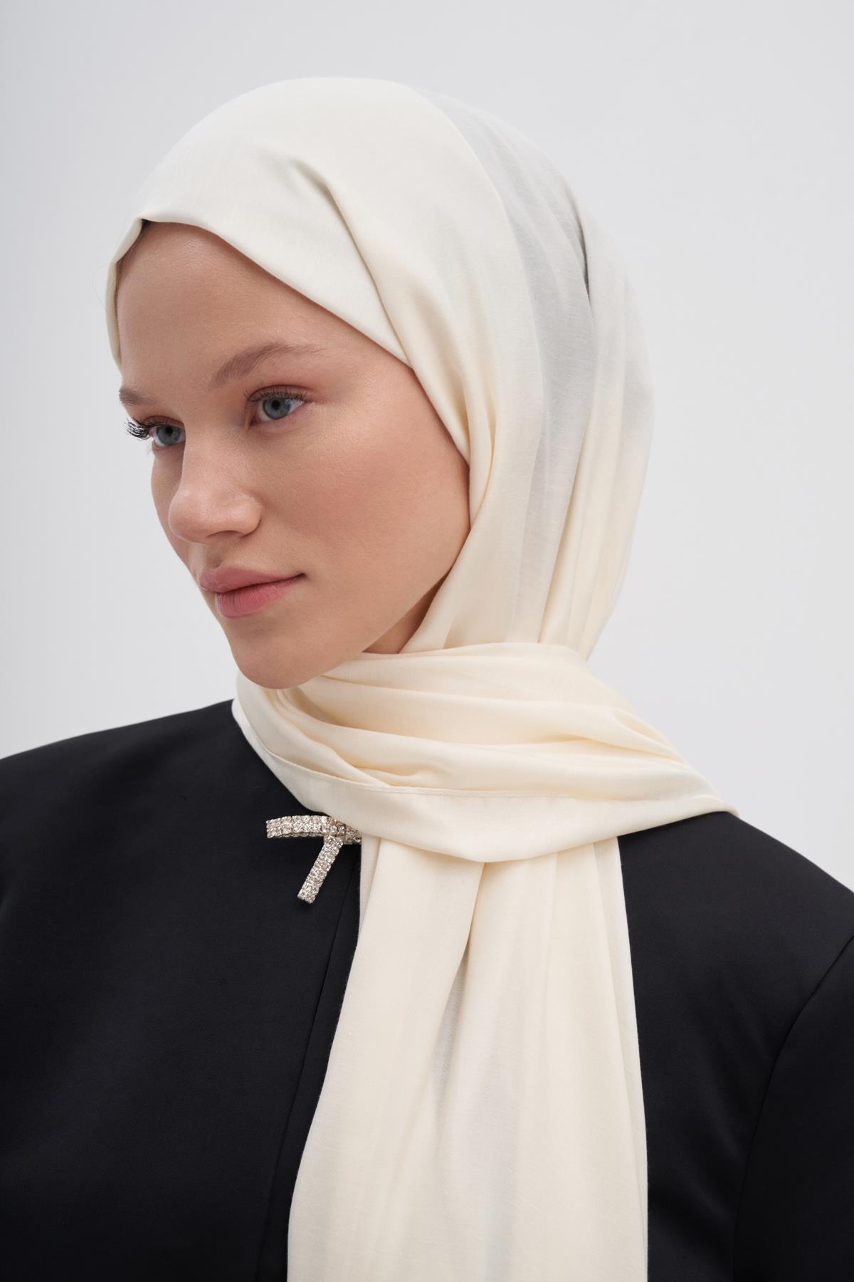 Şantuk Çift Taraflı İpekli Şal İnci