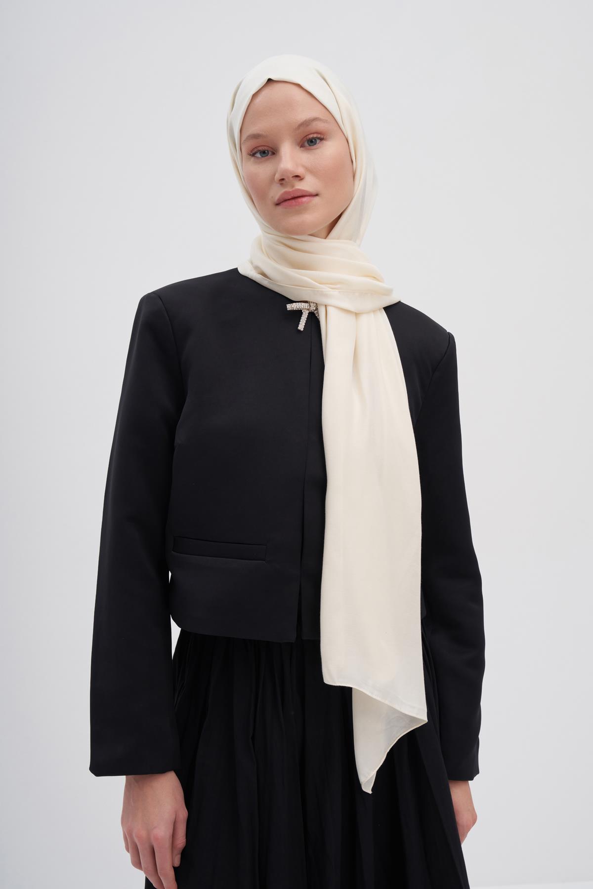 Şantuk Çift Taraflı İpekli Şal İnci