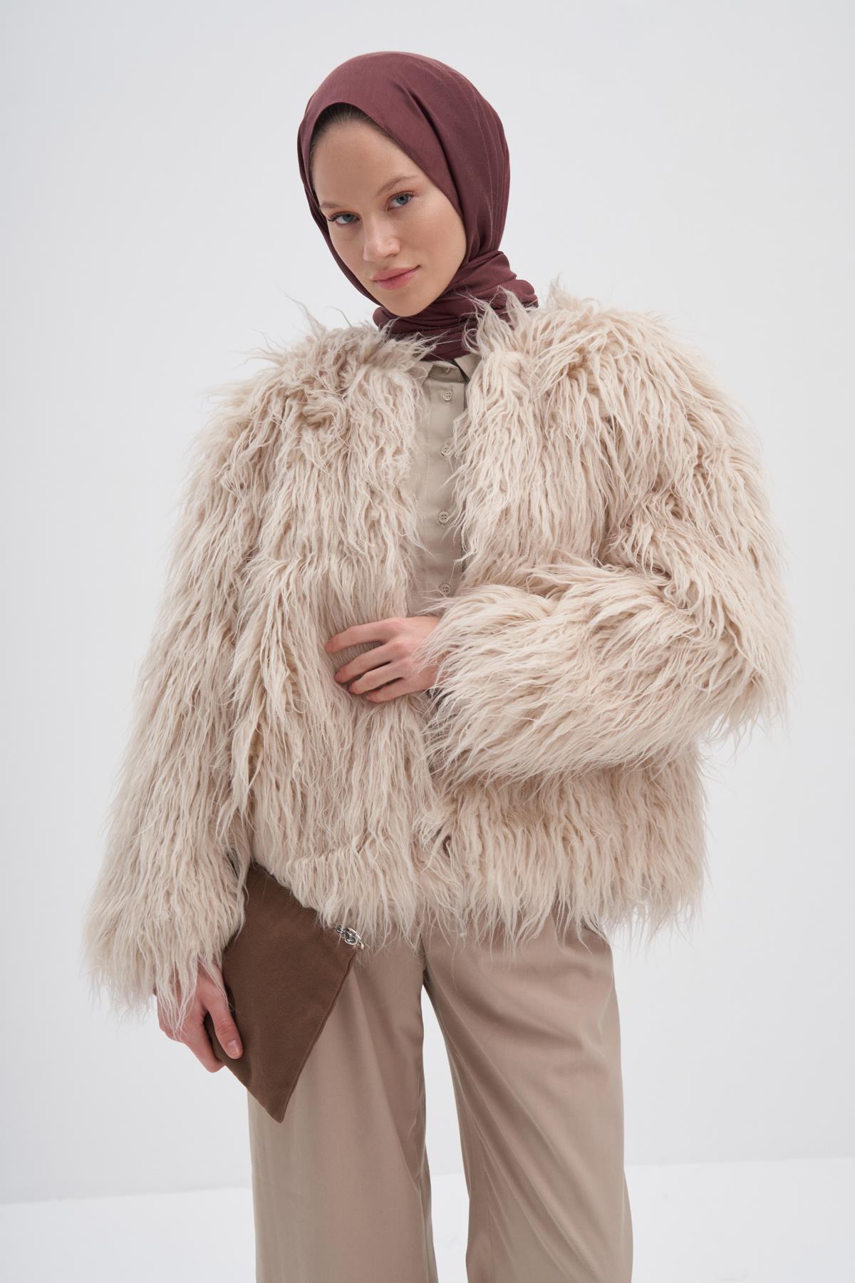 Şantuk Çift Taraflı İpekli Şal Kızıl Kahve