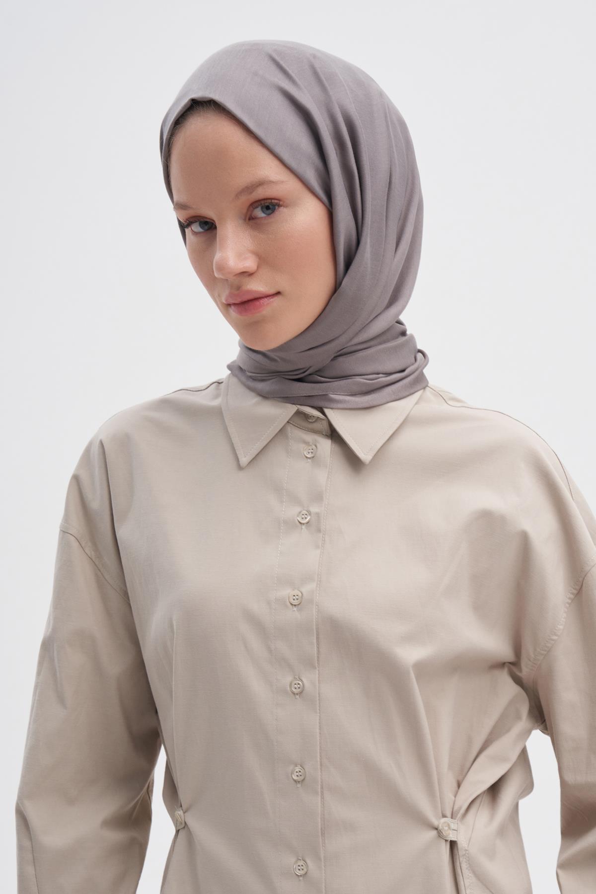 Şantuk Çift Taraflı İpekli Şal Küllü Gri