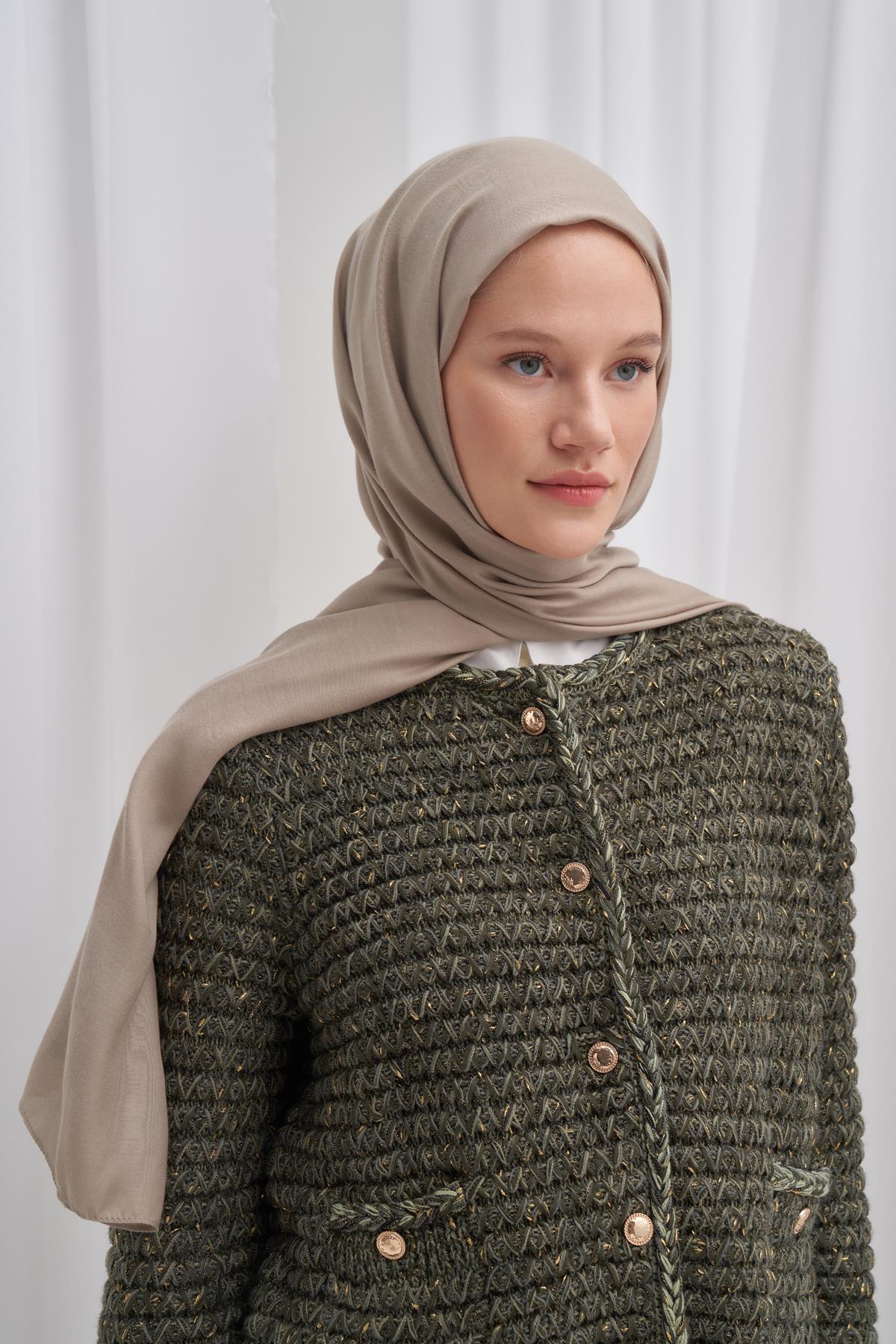 Şantuk Çift Taraflı İpekli Şal Latte