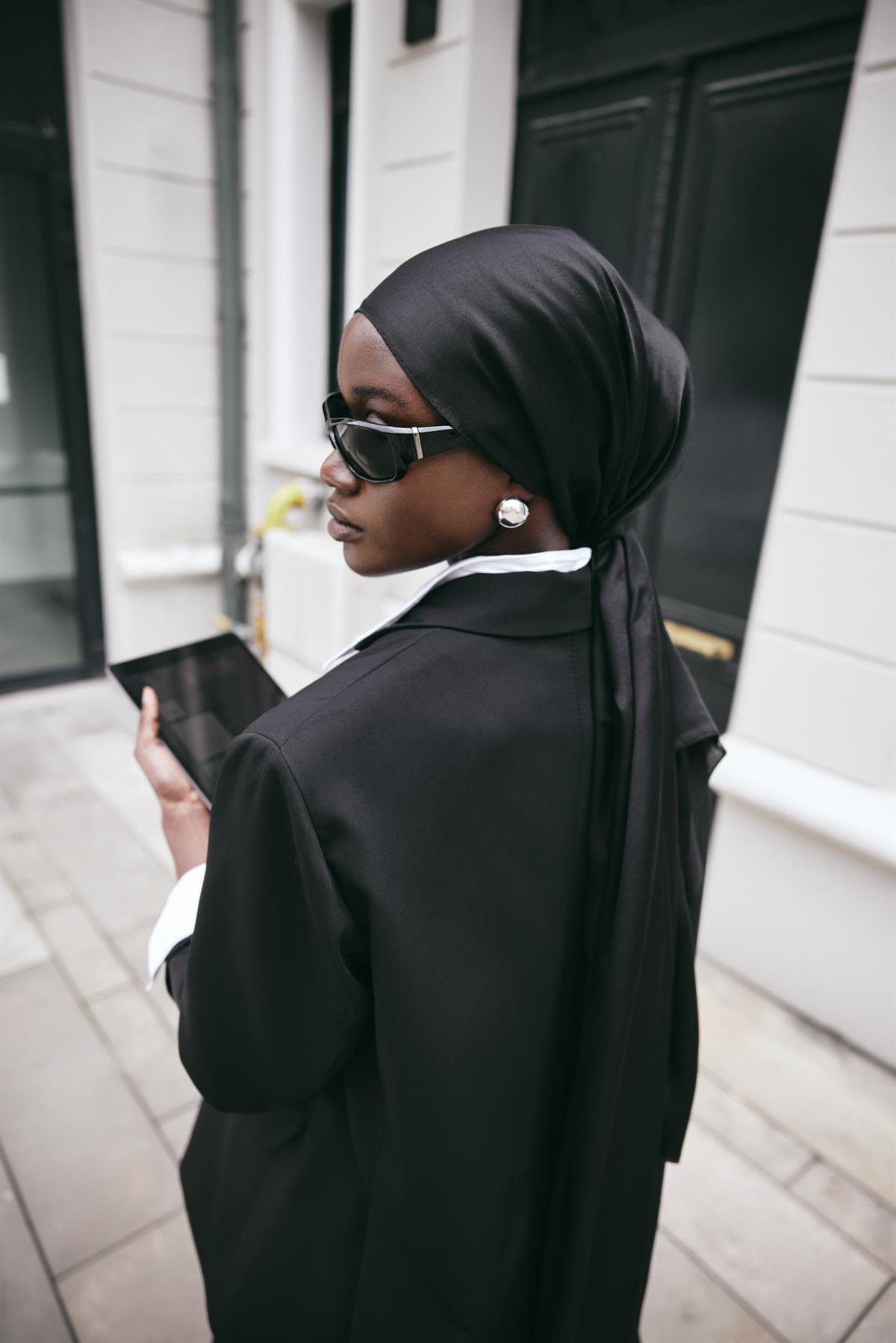 Şantuk Çift Taraflı İpekli Şal Siyah