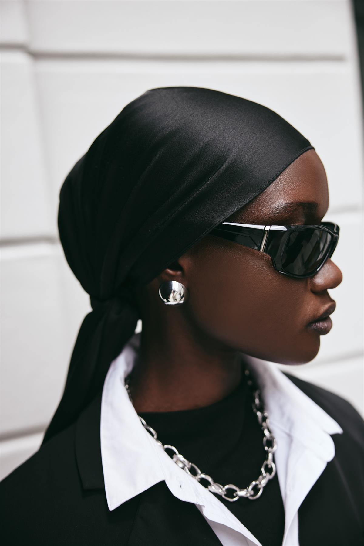 Şantuk Çift Taraflı İpekli Şal Siyah