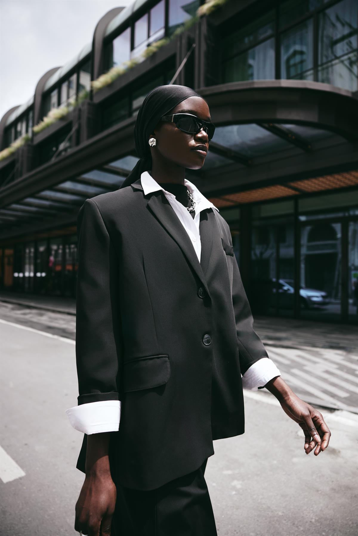 Şantuk Çift Taraflı İpekli Şal Siyah