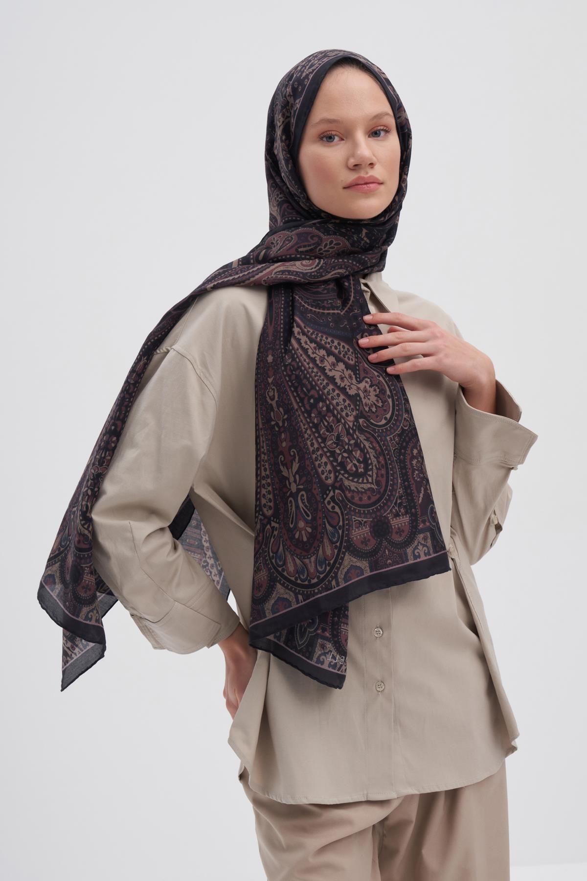 Saphire Gül Kurusu Early İpek Şal