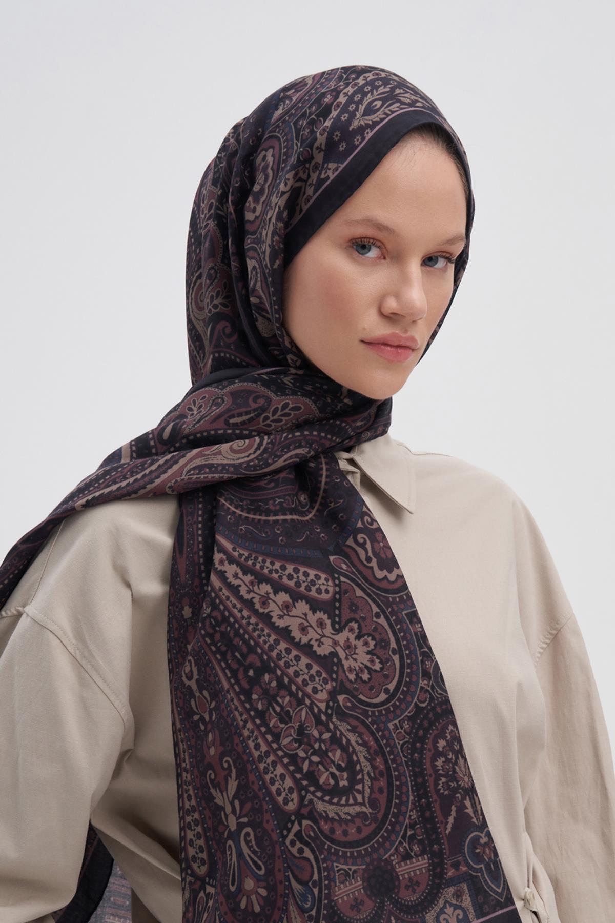 Saphire Gül Kurusu Early İpek Şal