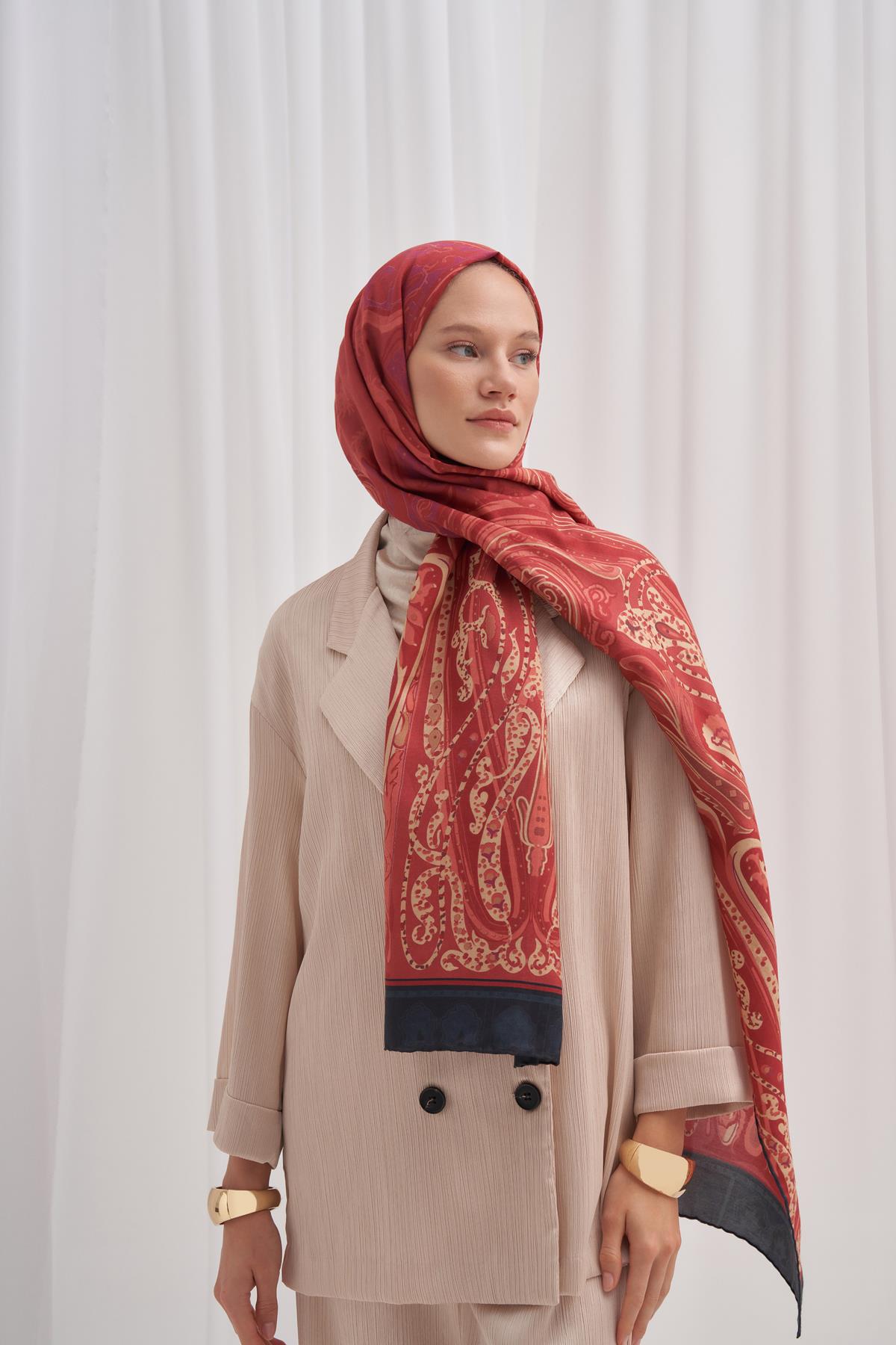 Scarlet Bordo Comfy İpek Şal