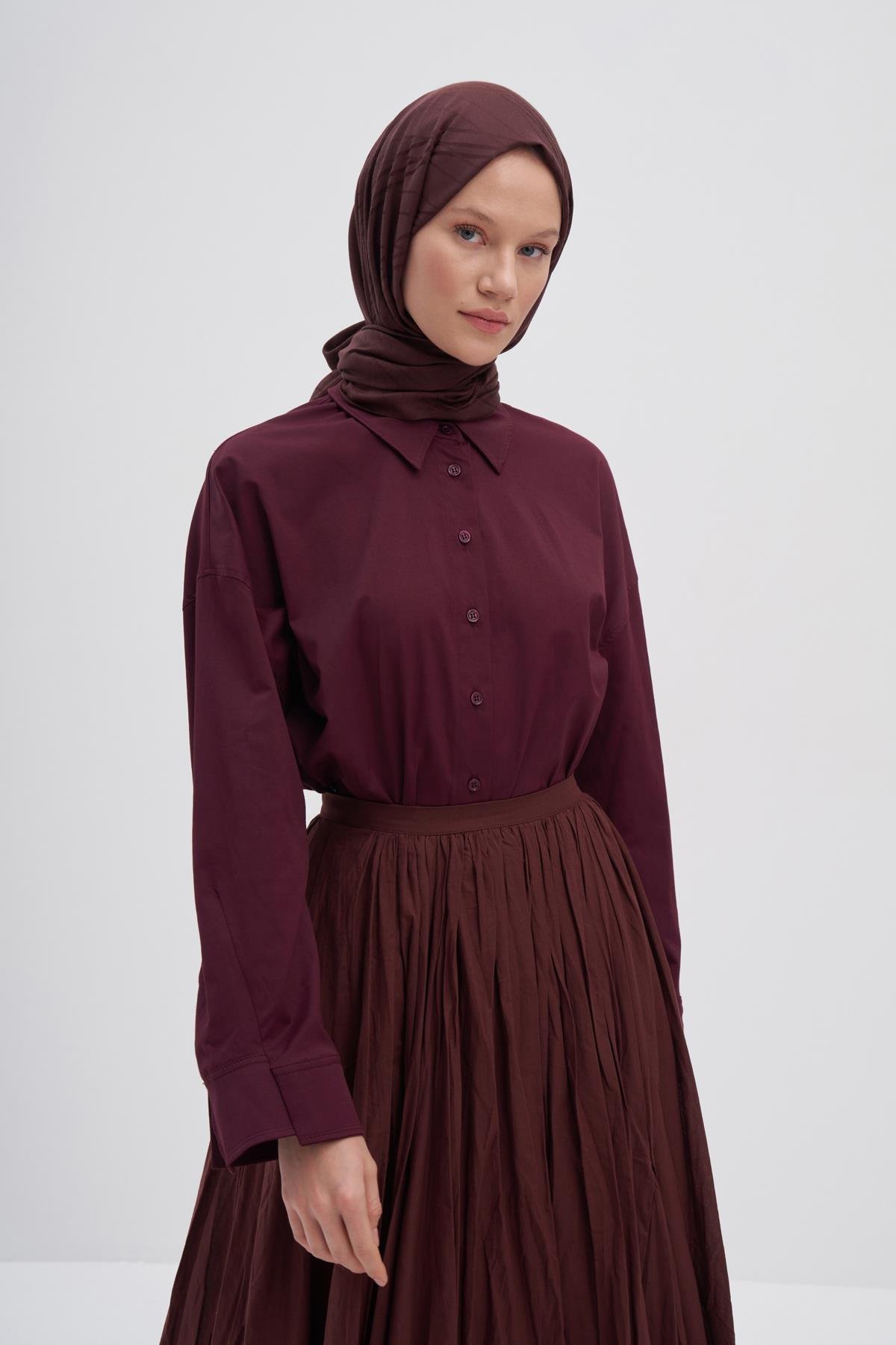 Simetrik Jakar İtalyan İpekli Şal Acı Kahve