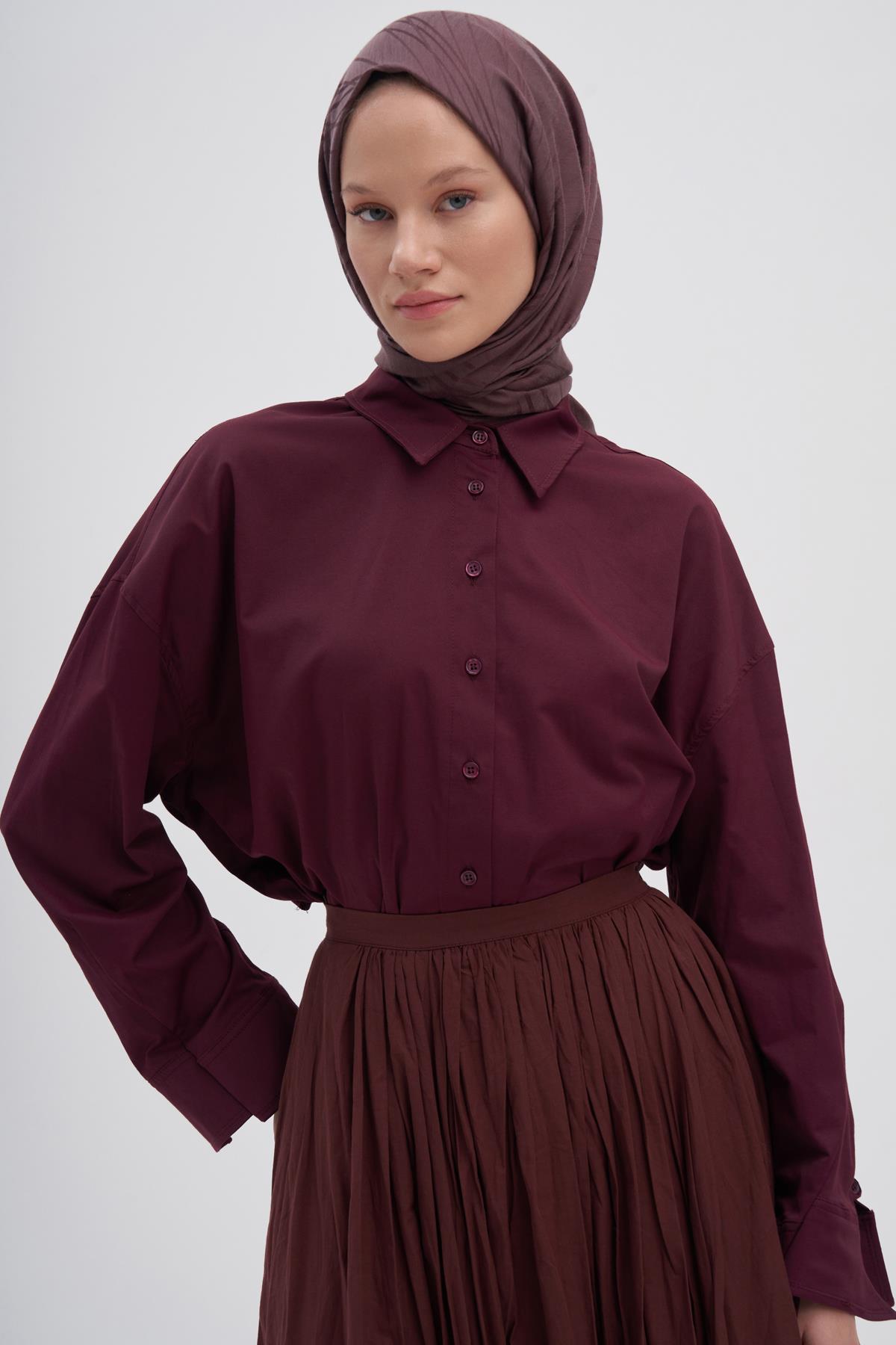 Simetrik Jakar İtalyan İpekli Şal Koyu Gül Kurusu