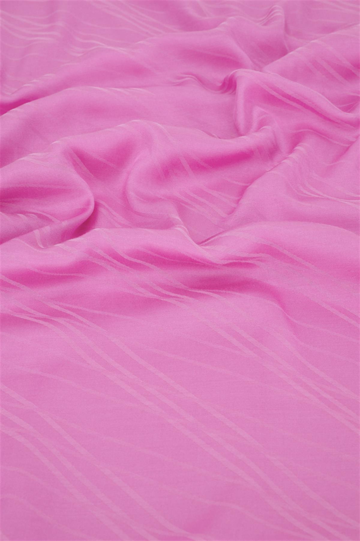 Simetrik Jakar  İtalyan İpekli Şal Pembe