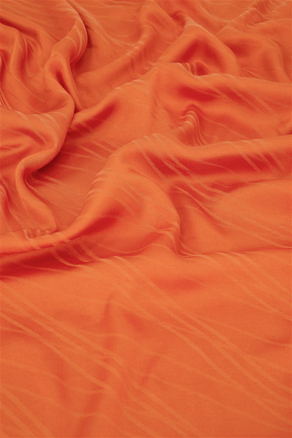 Simetrik Jakar İtalyan İpekli Şal Turuncu