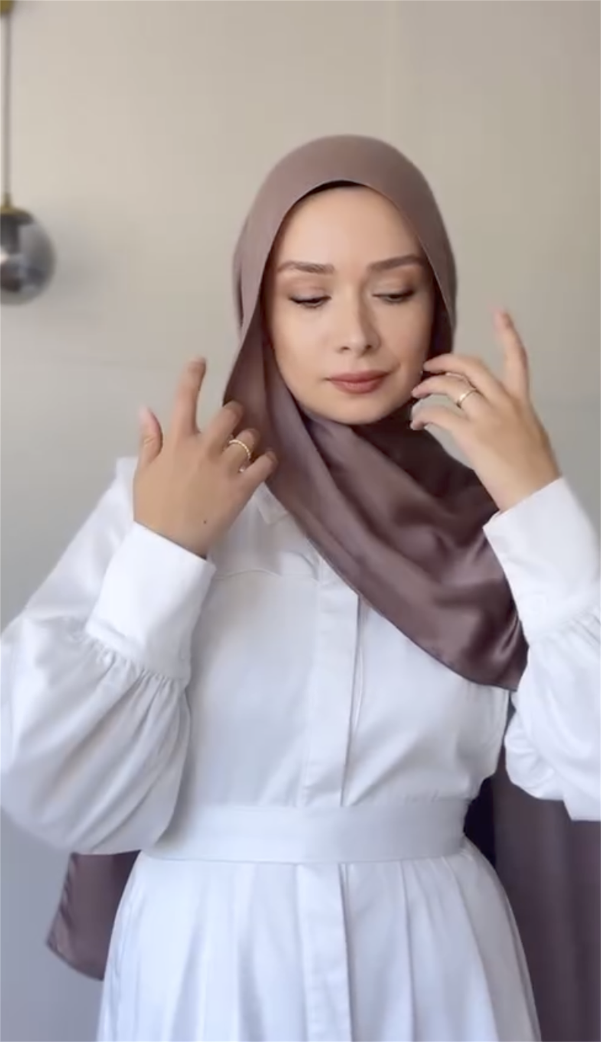 Şühedanın Tercihi Şantuk Çift Taraflı İpekli Şal Soft Kahve