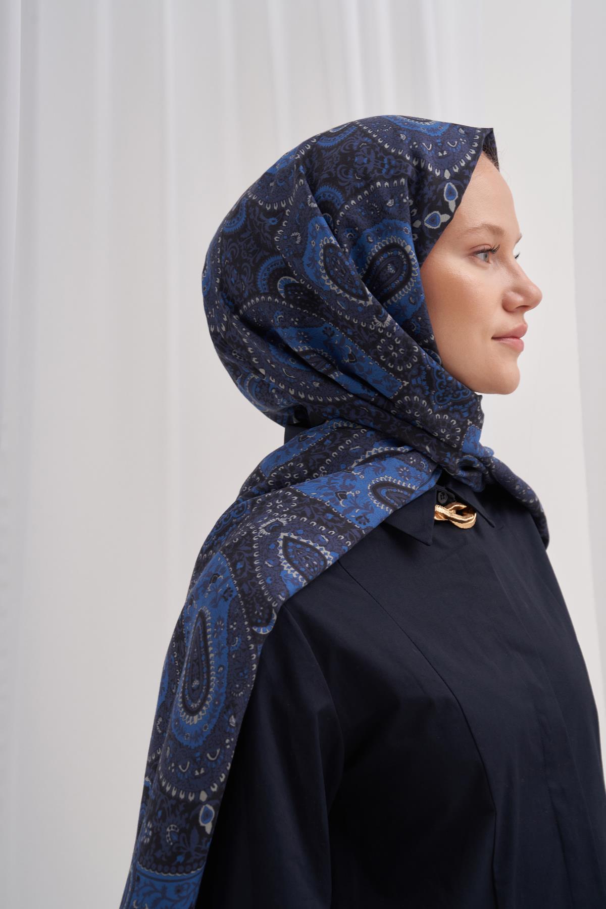 Sunset İndigo Comfy İpek Şal