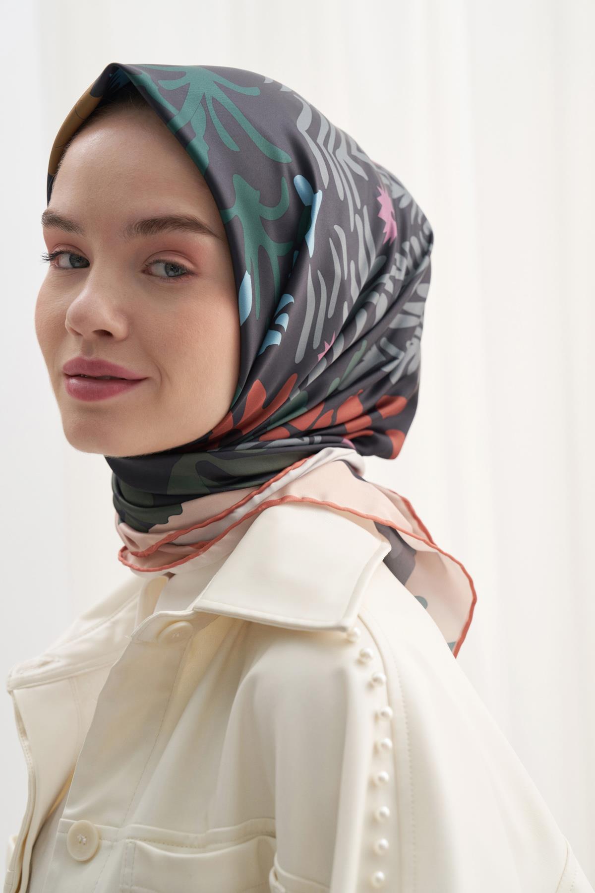 Twill Eşarp Back Floral Desen