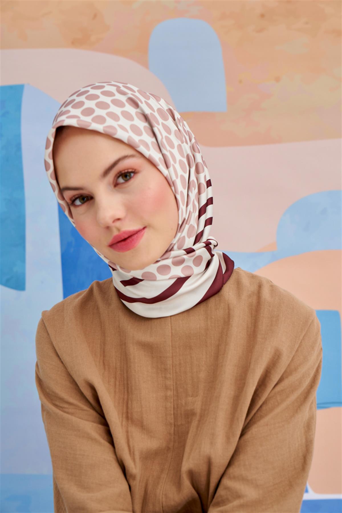 Twill Eşarp Dalee Desen Kahve