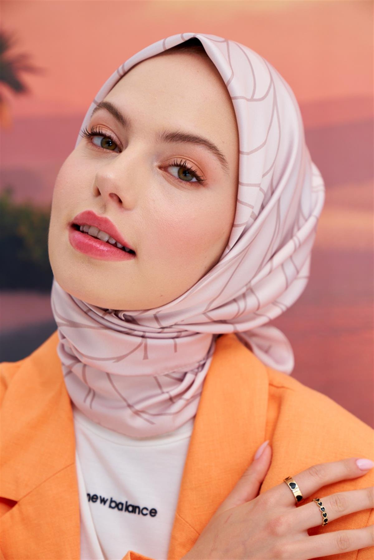 Twill Eşarp Dalga Desen Vizon